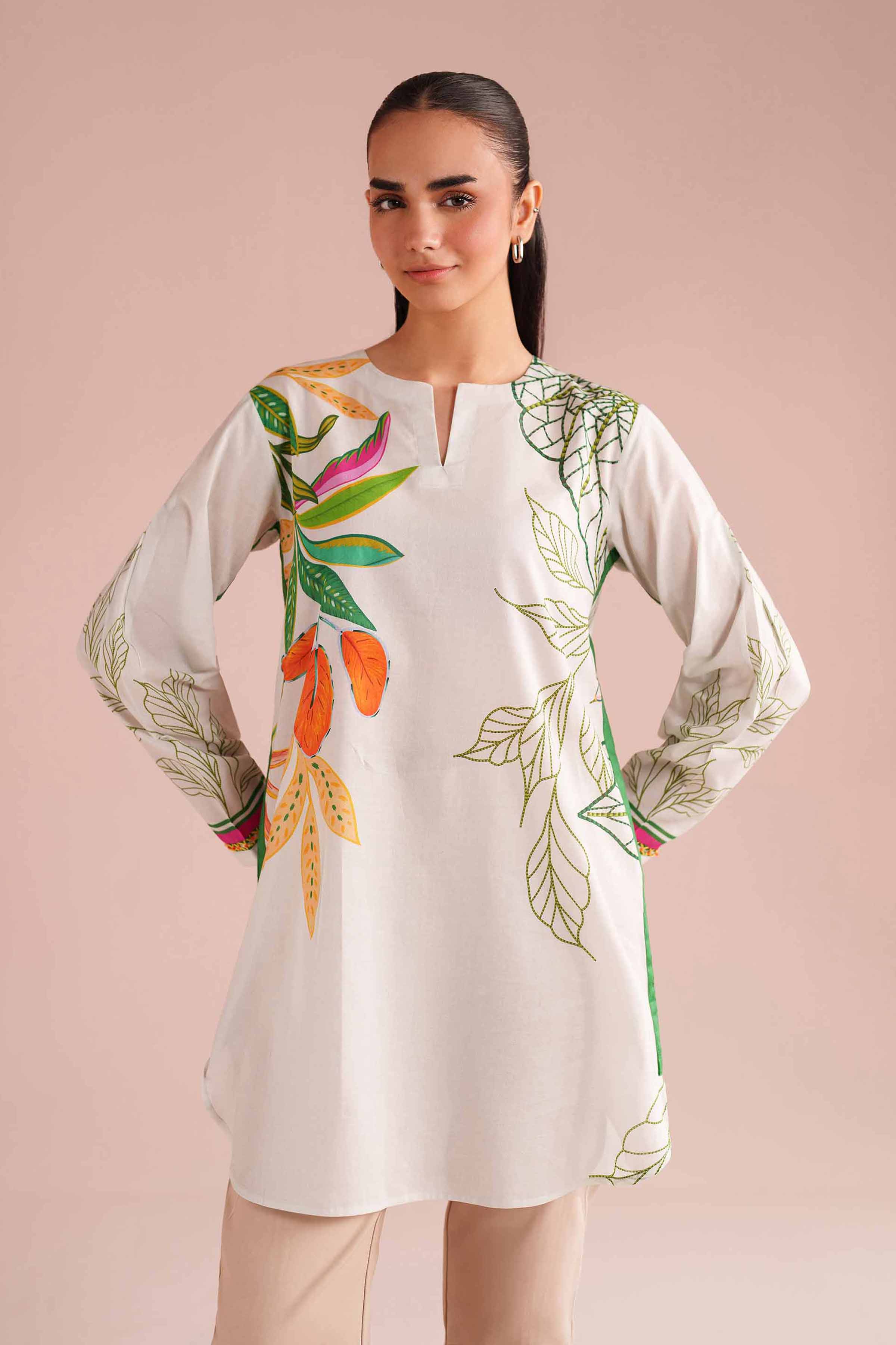 Printed Tunic - PE26-109 Off White Lawn 1PC Printed READY TO WEAR