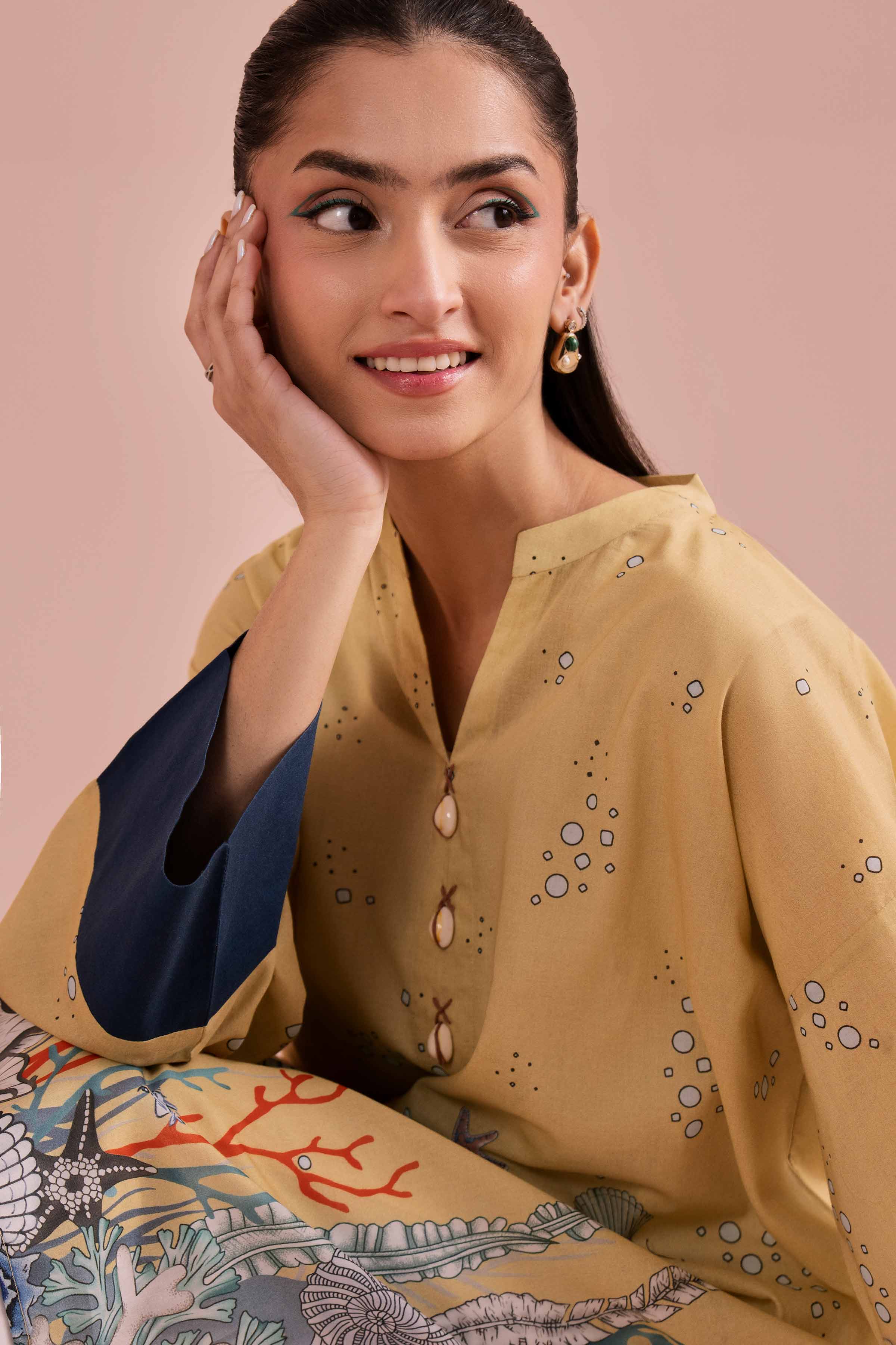 Printed Tunic - PE26-111 Green Lawn 1PC Printed READY TO WEAR