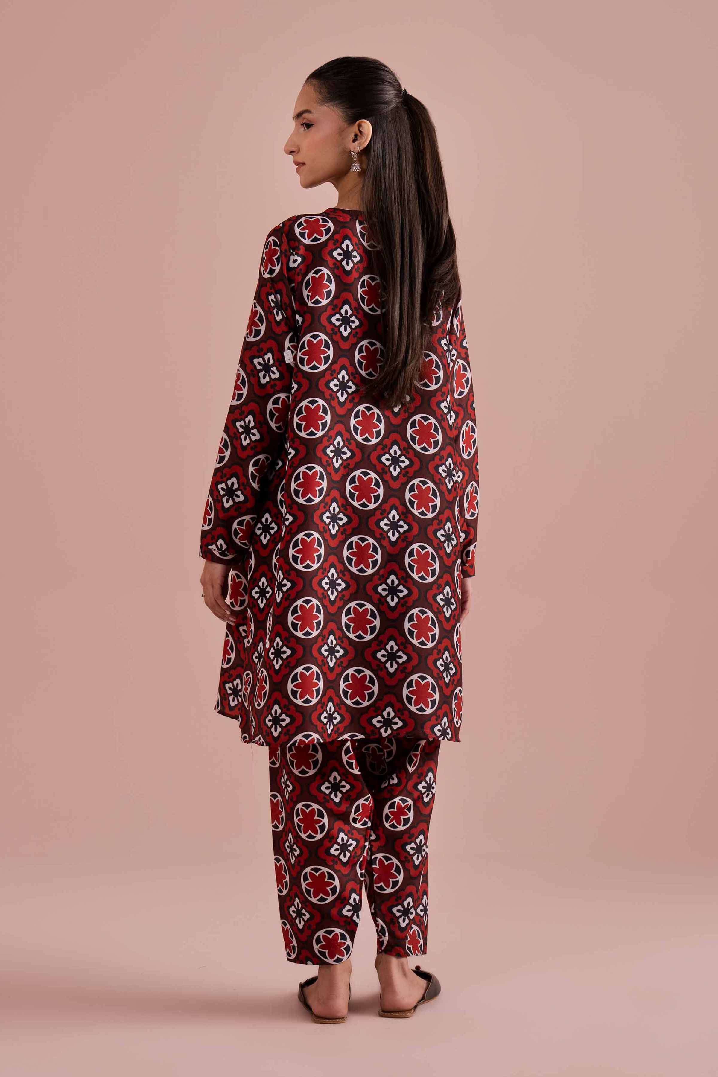 2 Piece - Printed Suit - PE26-12 NishatUAE Red Lawn 2PC Printed Ready To Wear