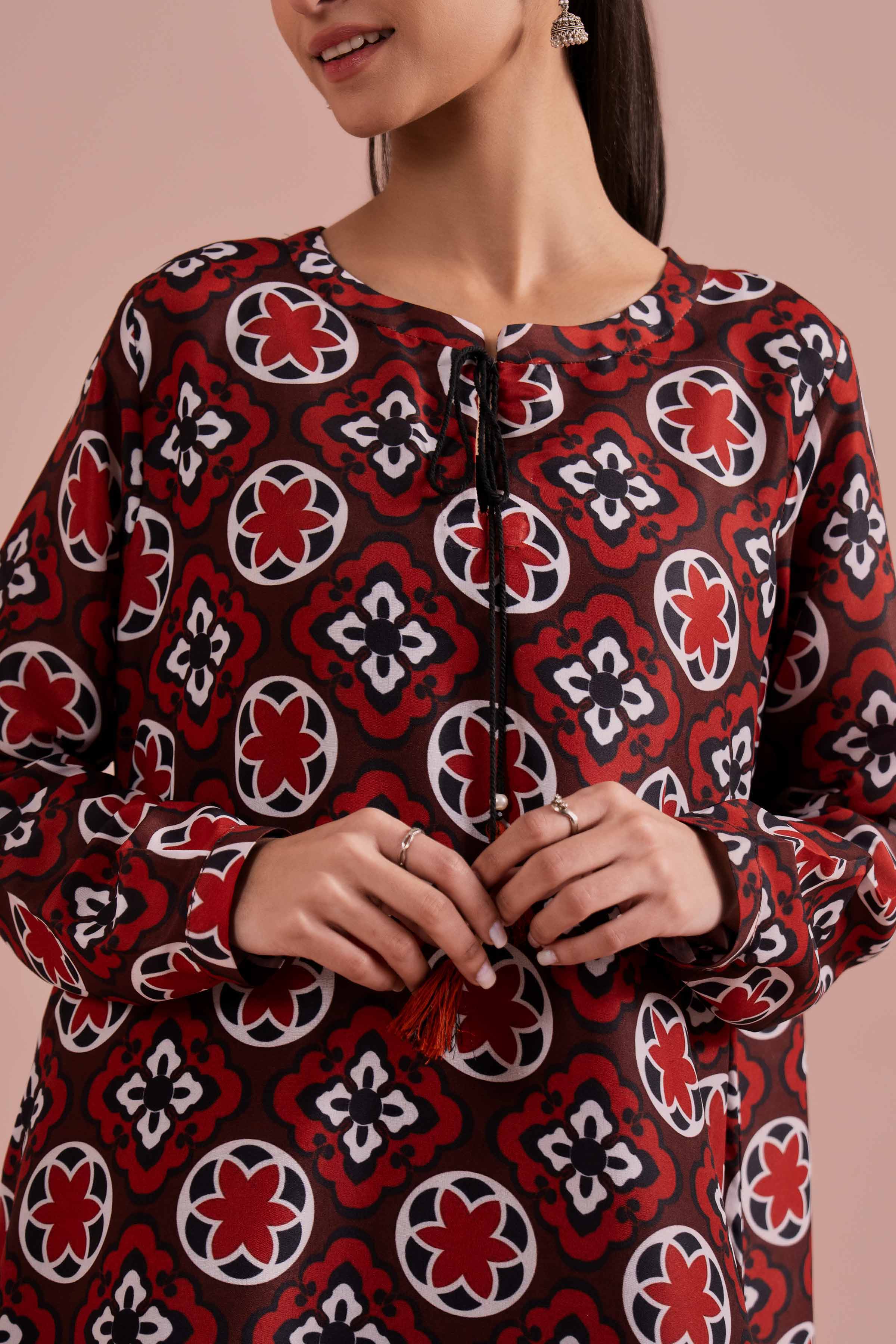 2 Piece - Printed Suit - PE26-12 NishatUAE Red Lawn 2PC Printed Ready To Wear