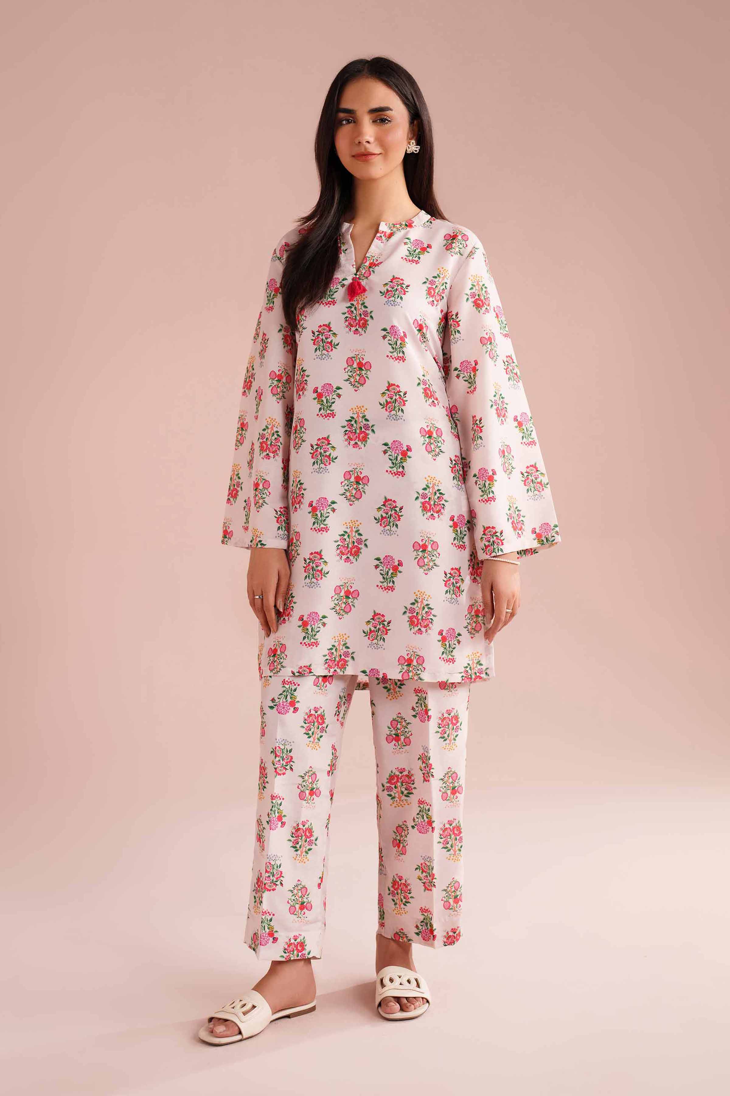 2 Piece - Printed Suit - PE26-13 NishatUAE Pink Lawn 2PC Printed Ready To Wear