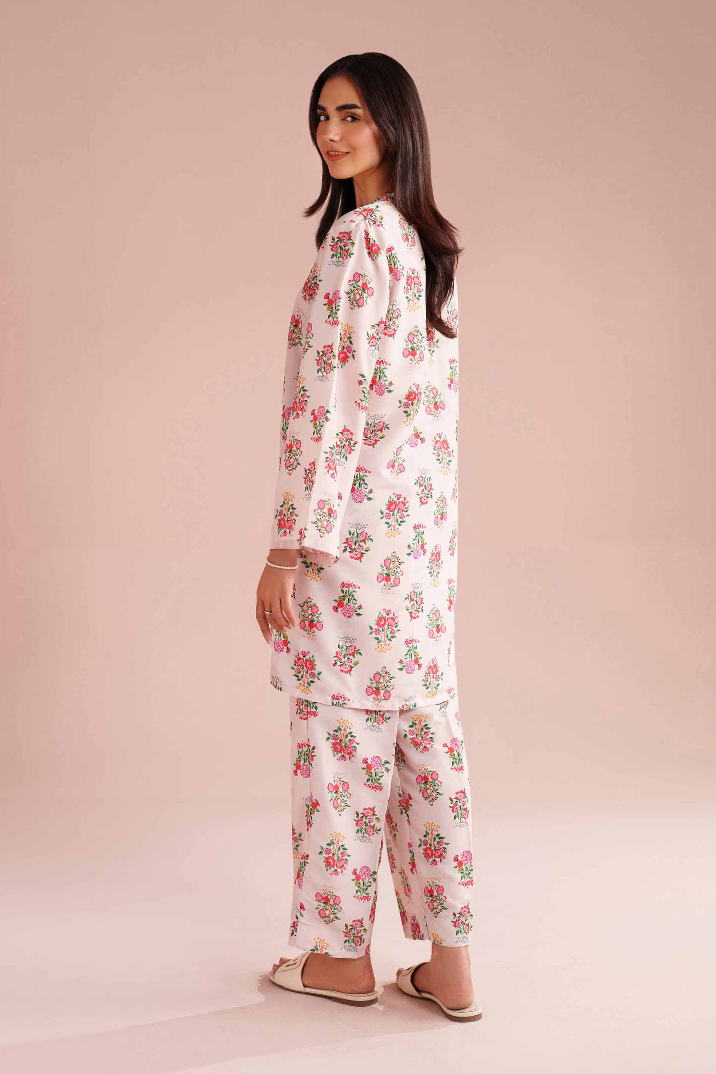 2 Piece - Printed Suit - PE26-13 NishatUAE Pink Lawn 2PC Printed Ready To Wear