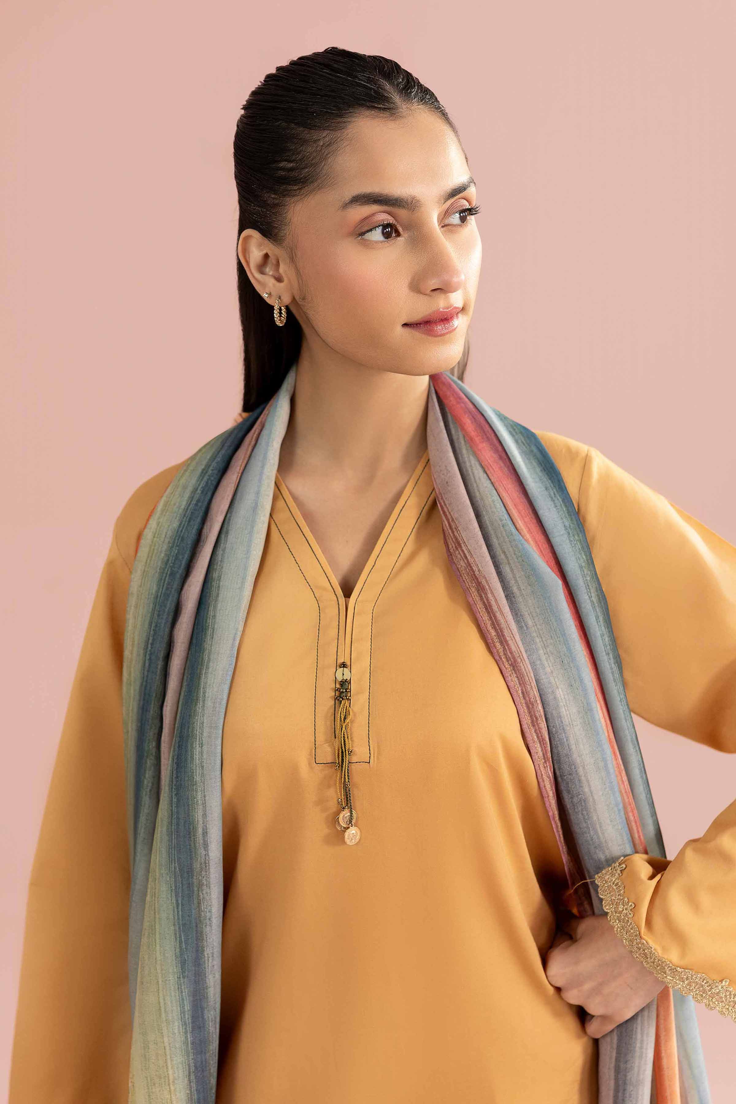 2 Piece - Embroidered Suit - PE26-138 Yellow Cambric 2PC Embroidered READY TO WEAR