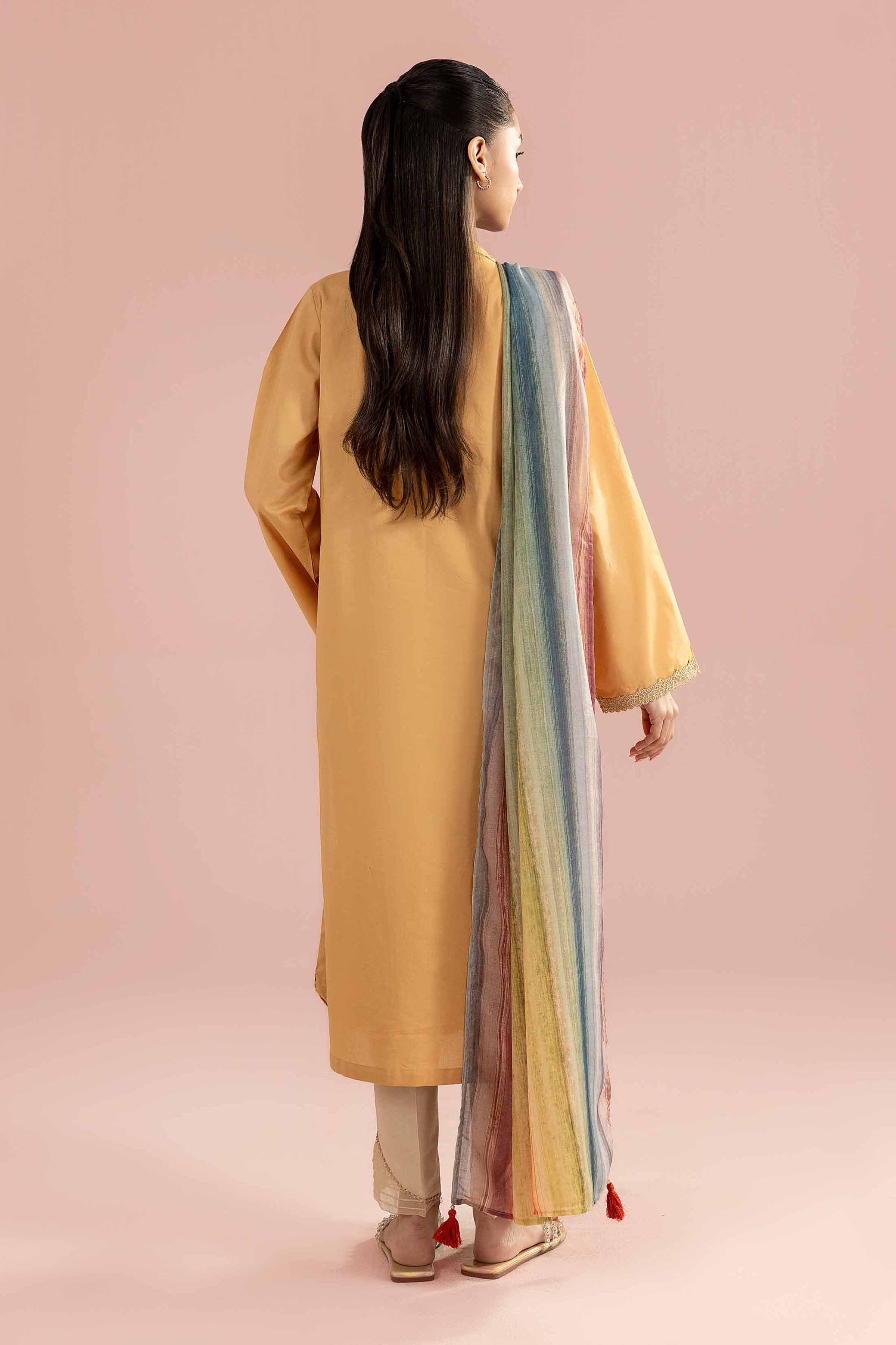 2 Piece - Embroidered Suit - PE26-138 Yellow Cambric 2PC Embroidered READY TO WEAR