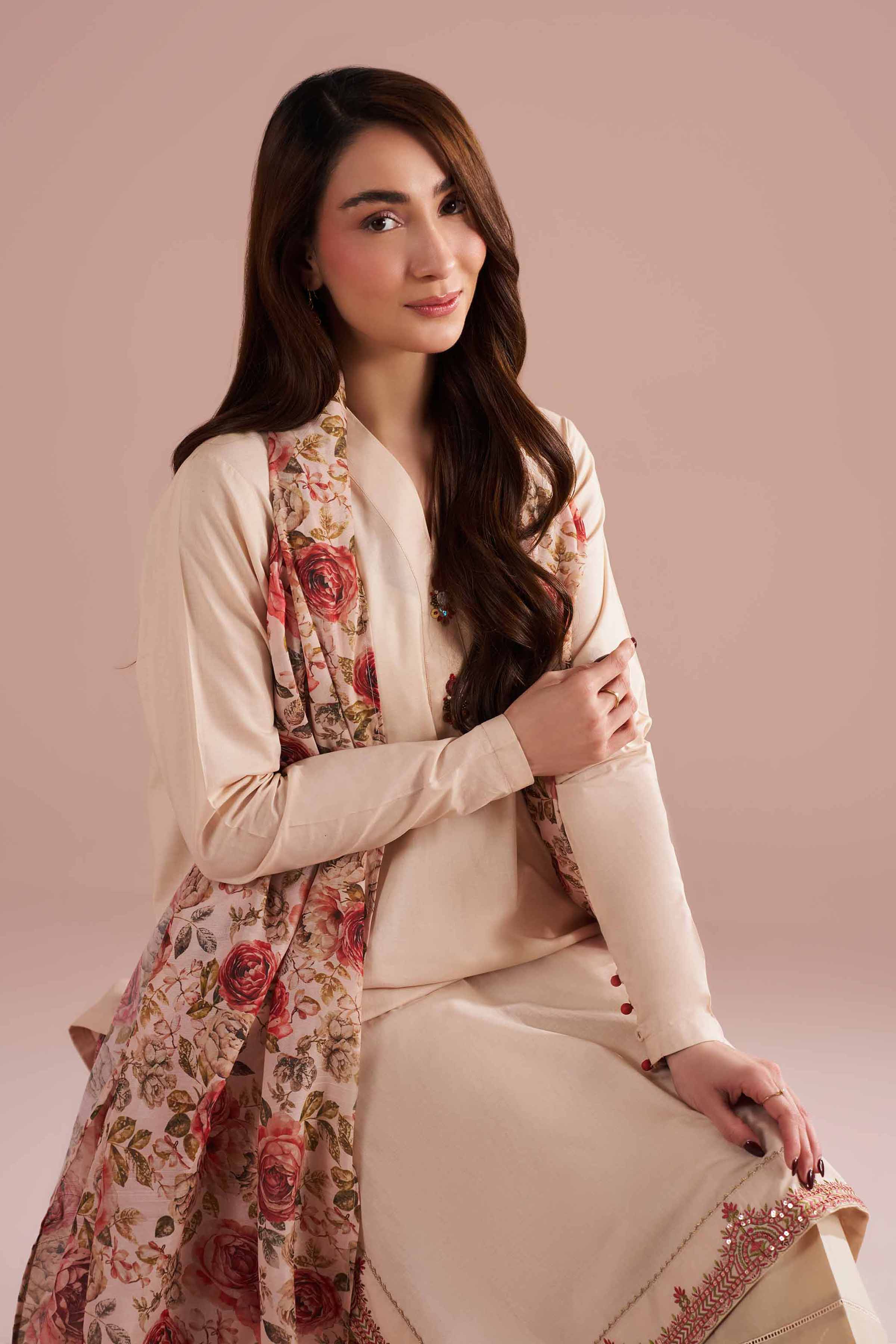 2 Piece - Printed Embroidered Suit - PE26-141