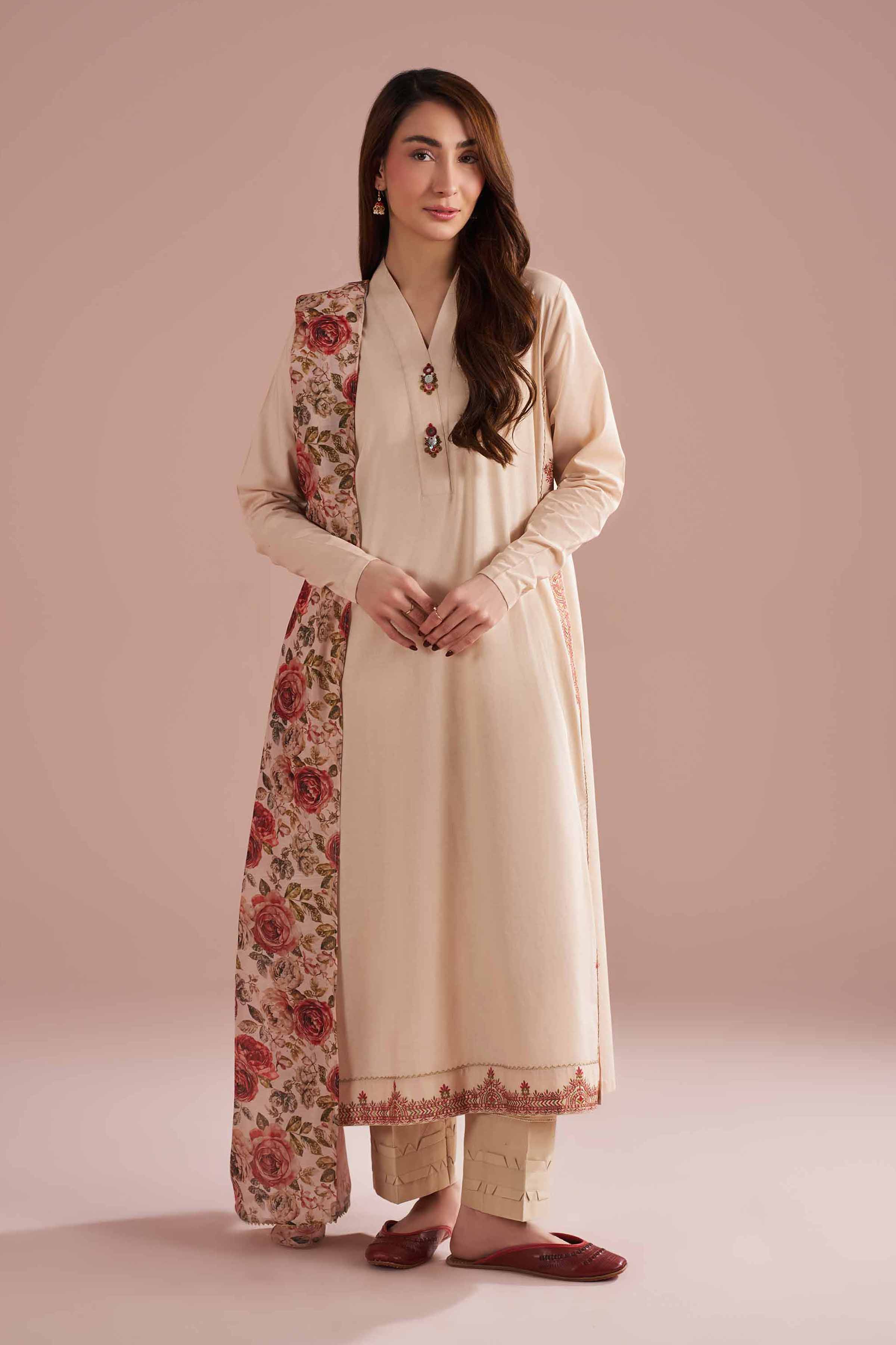 2 Piece - Printed Embroidered Suit - PE26-141