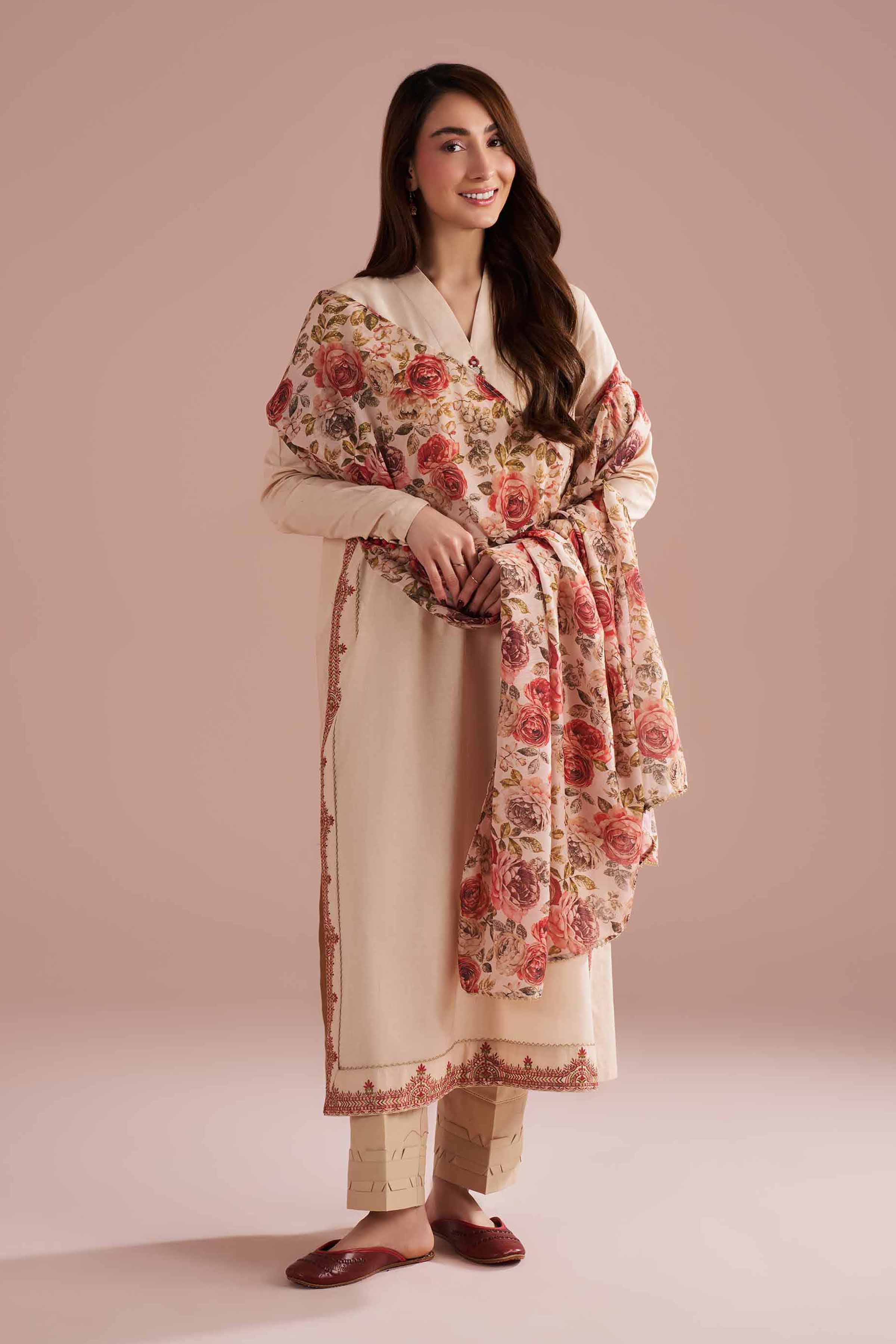 2 Piece - Printed Embroidered Suit - PE26-141