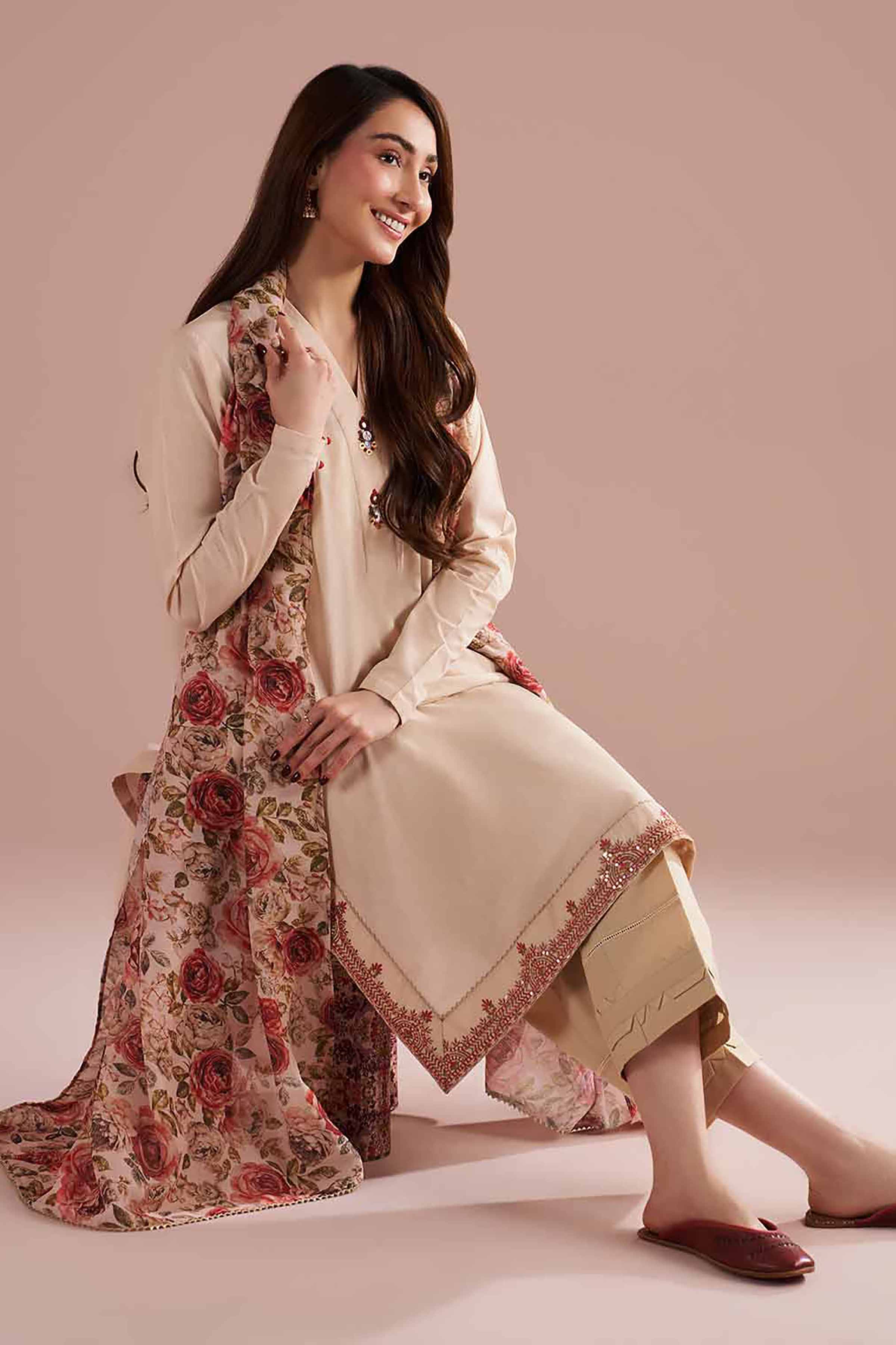 2 Piece - Printed Embroidered Suit - PE26-141