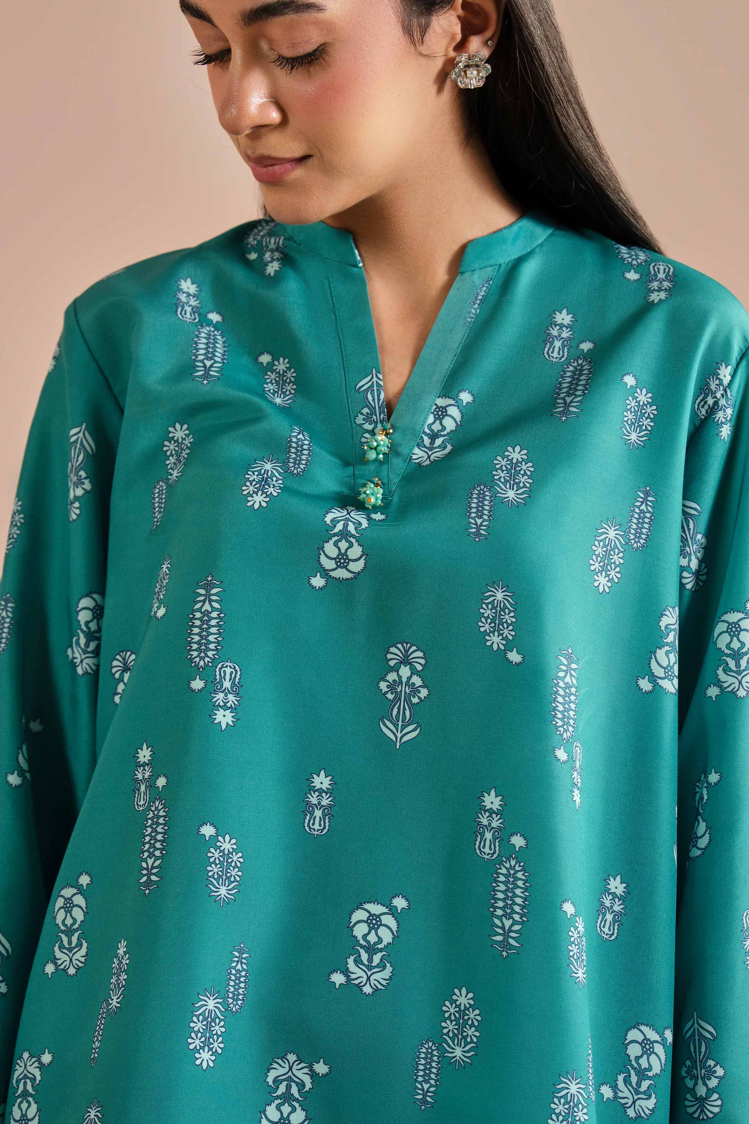 2 Piece - Printed Suit - PE26-15 NishatUAE Green Lawn 2PC Printed Ready To Wear