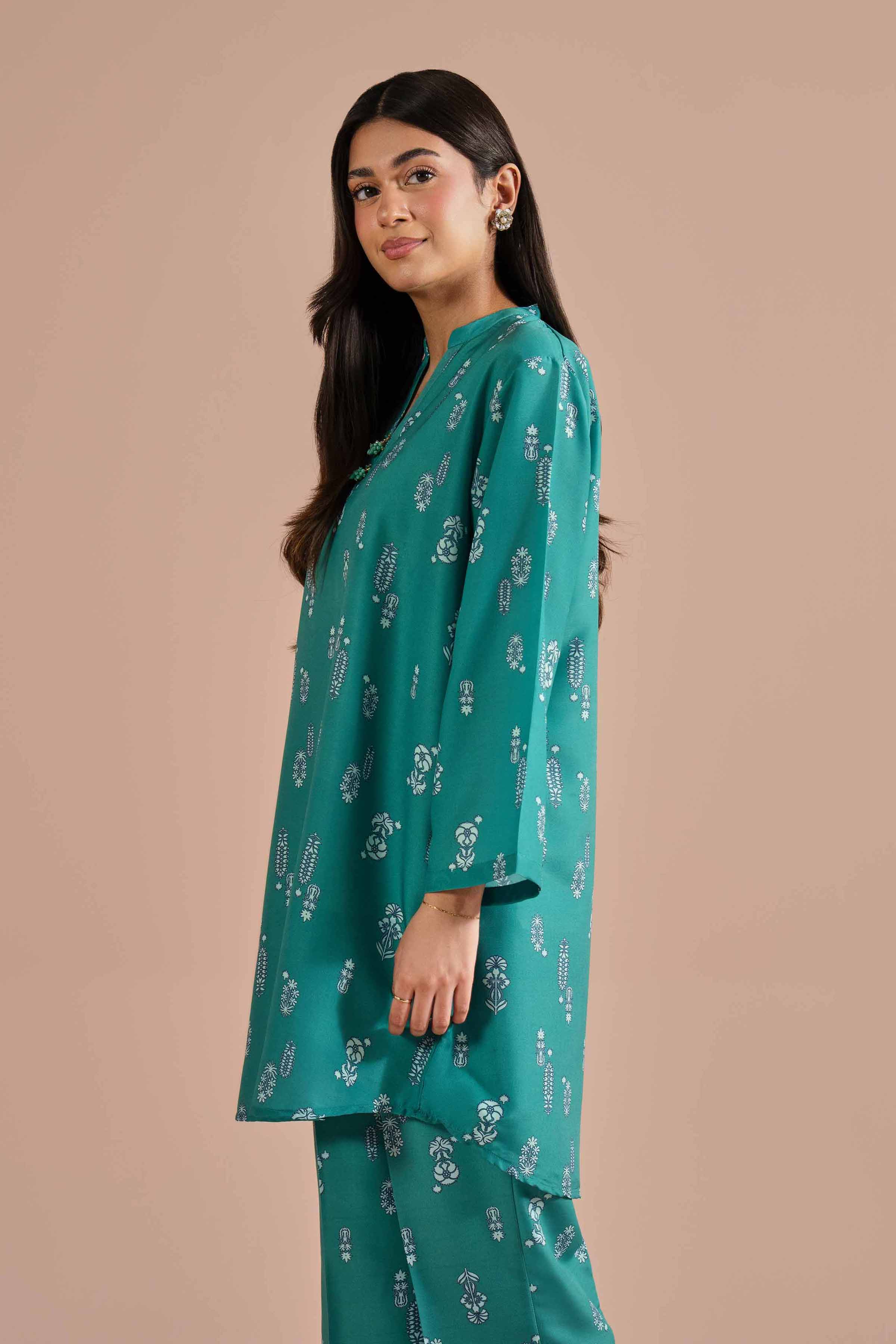 2 Piece - Printed Suit - PE26-15 NishatUAE Green Lawn 2PC Printed Ready To Wear