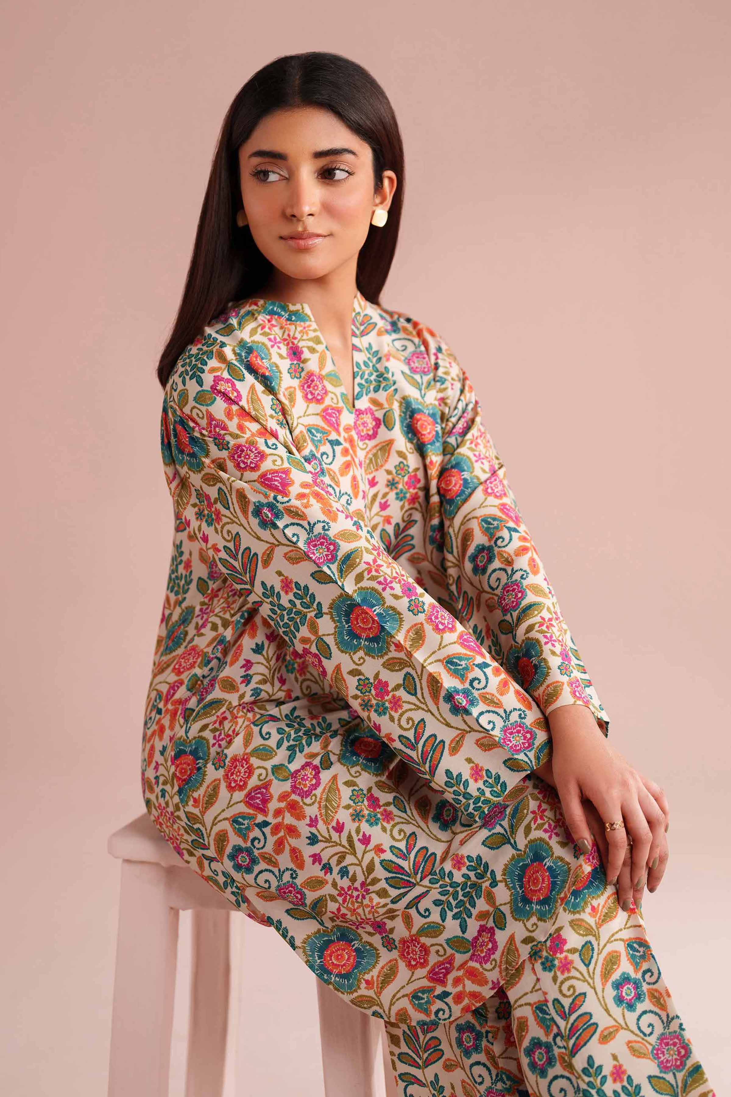 2 Piece - Printed Suit - PE26-16 NishatUAE Multi Lawn 2PC Printed Ready To Wear