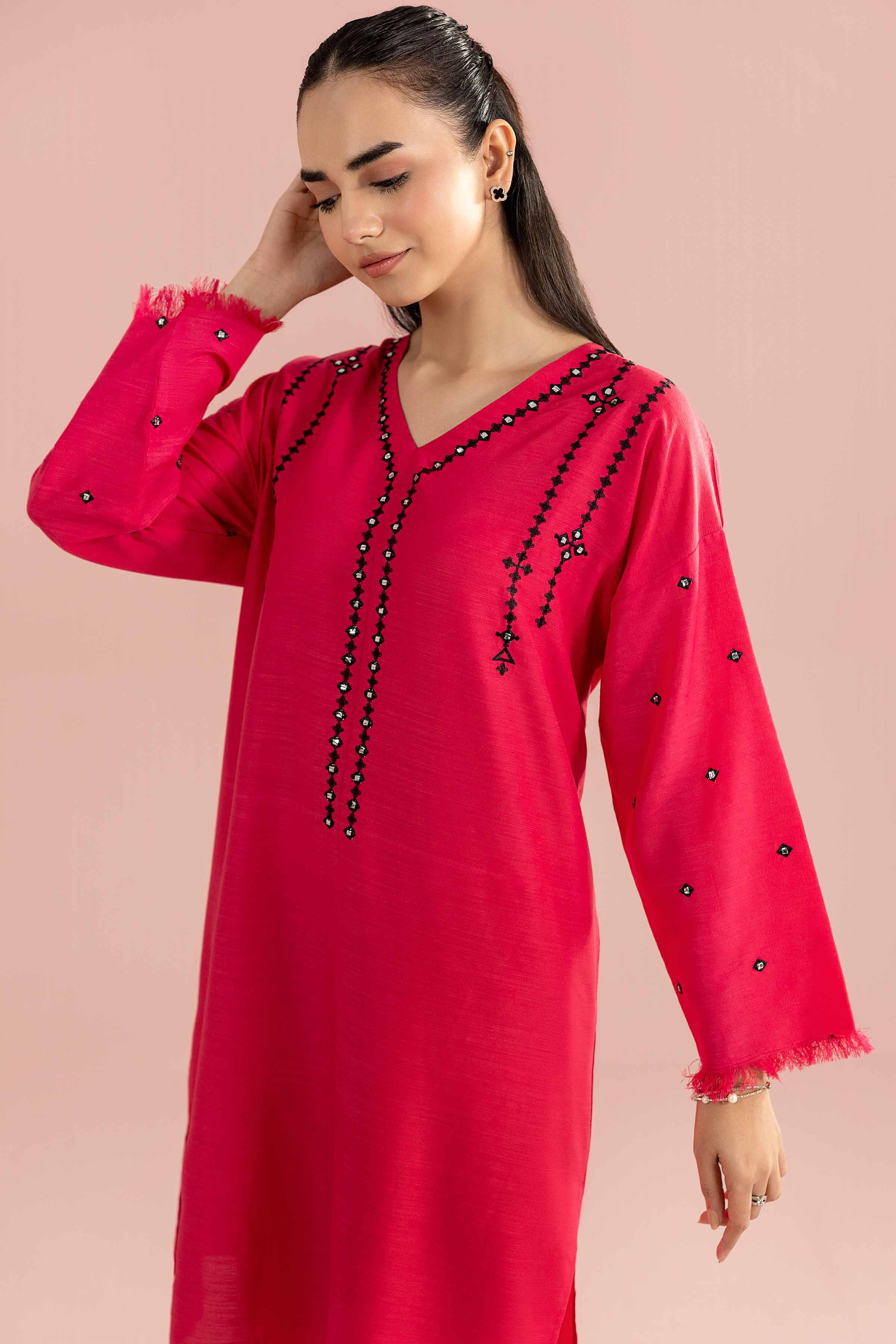 2 Piece - Embroidered Suit - PE26-163 Pink Lawn 2PC Embroidered
