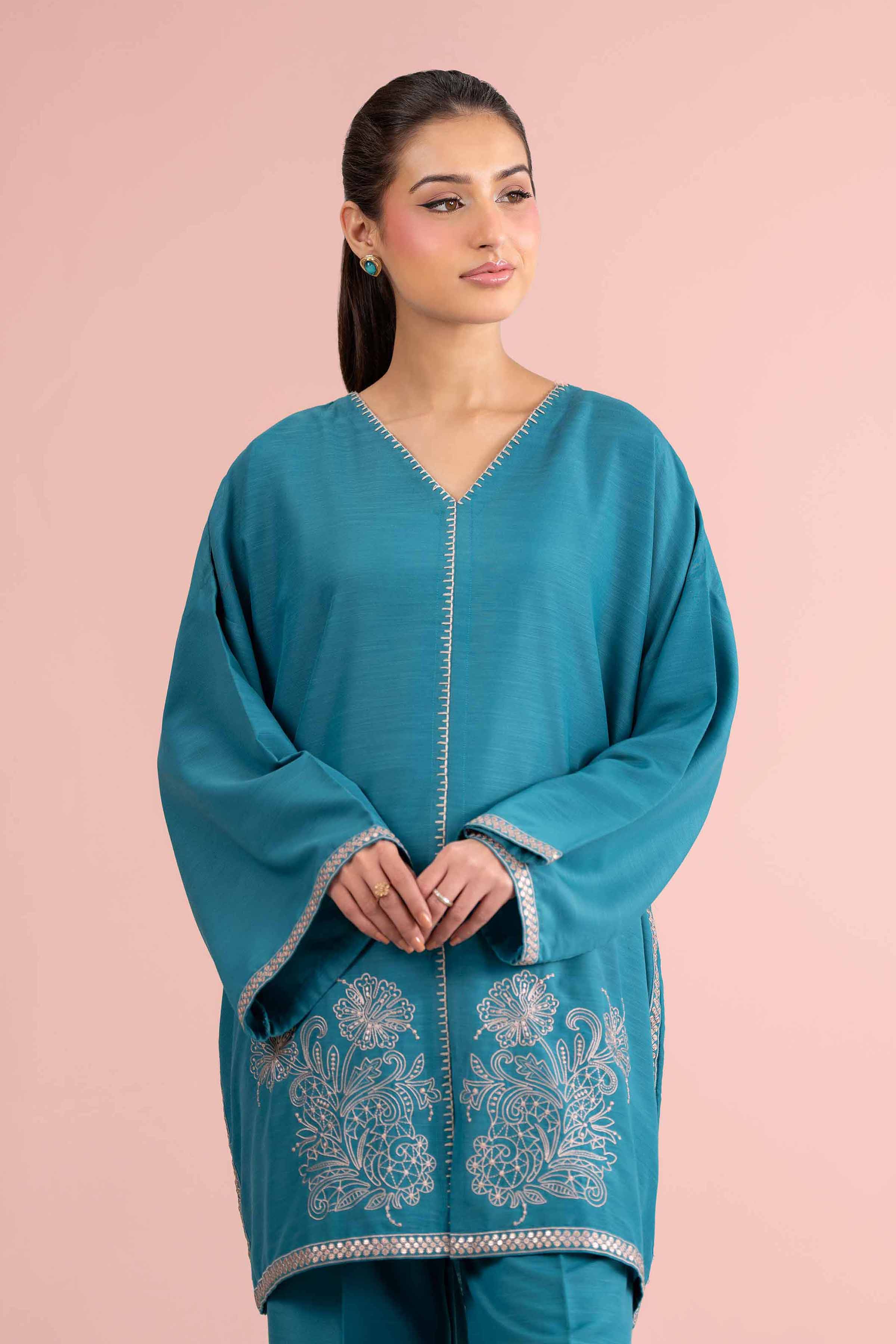 2 Piece - Embroidered Suit - PE26-165 Blue Lawn 2PC Embroidered