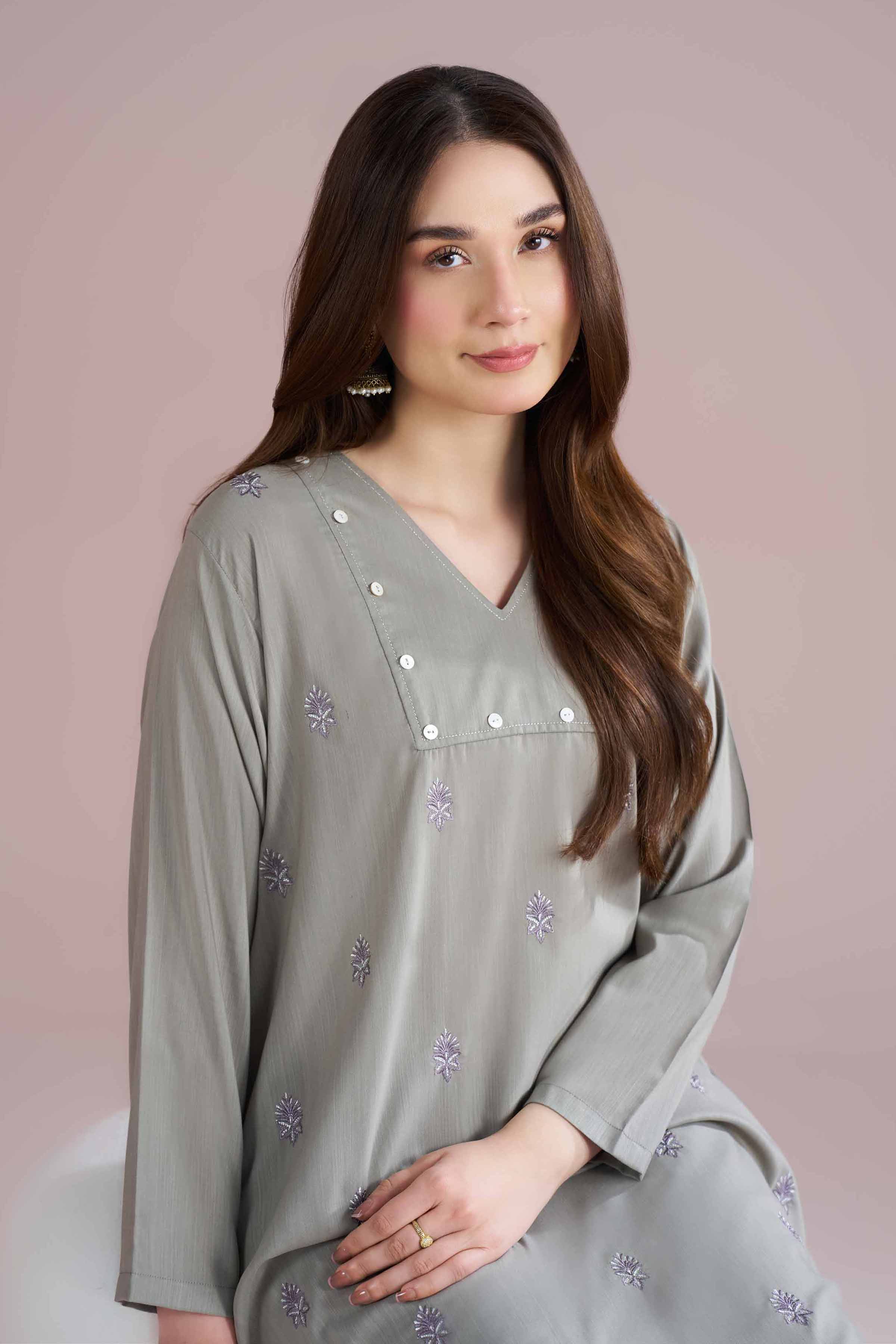 2 Piece - Embroidered Suit - PE26-166 Grey Lawn 2PC Embroidered READY TO WEAR