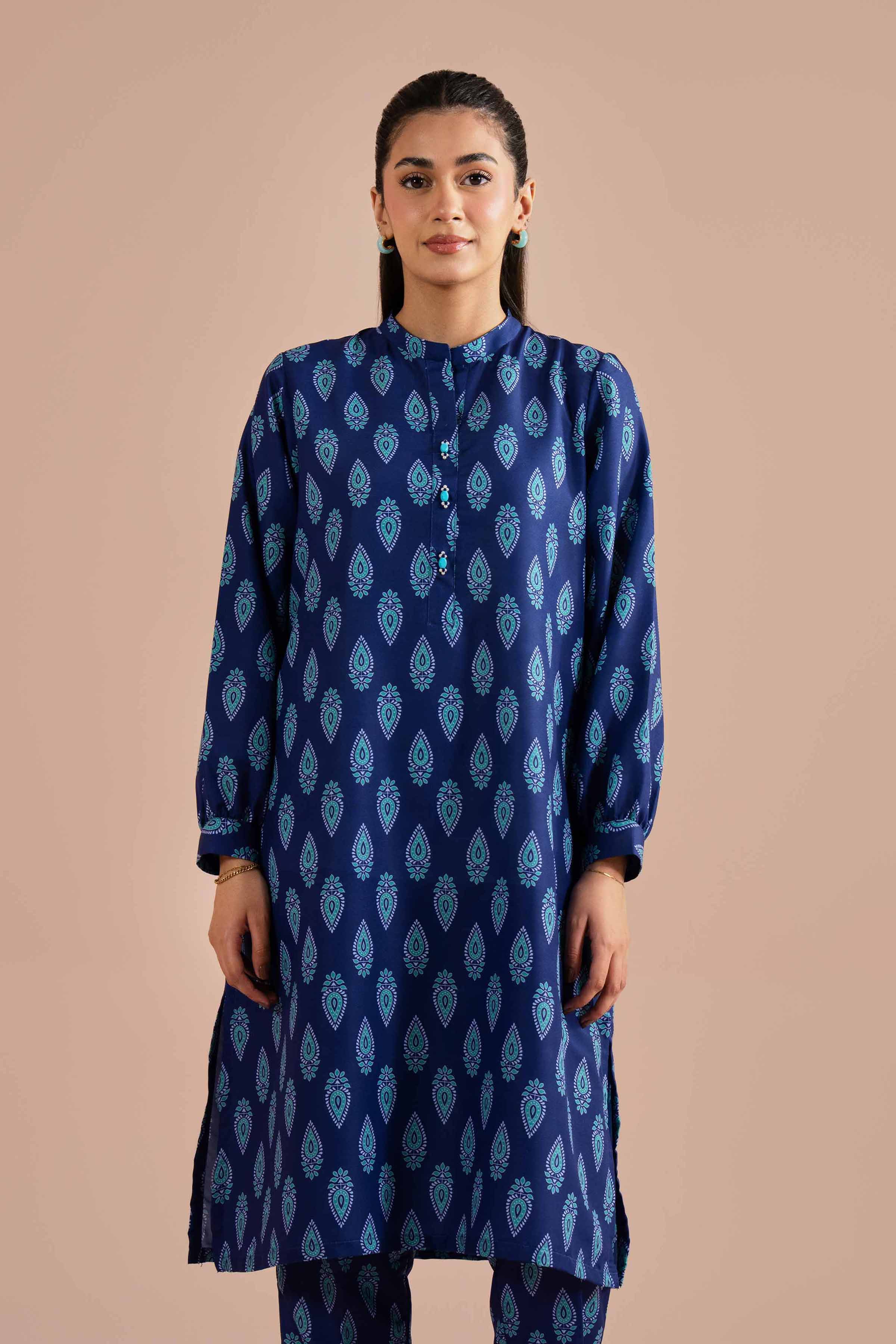 2 Piece - Printed Suit - PE26-17 NishatUAE Blue Lawn 2PC Printed Ready To Wear