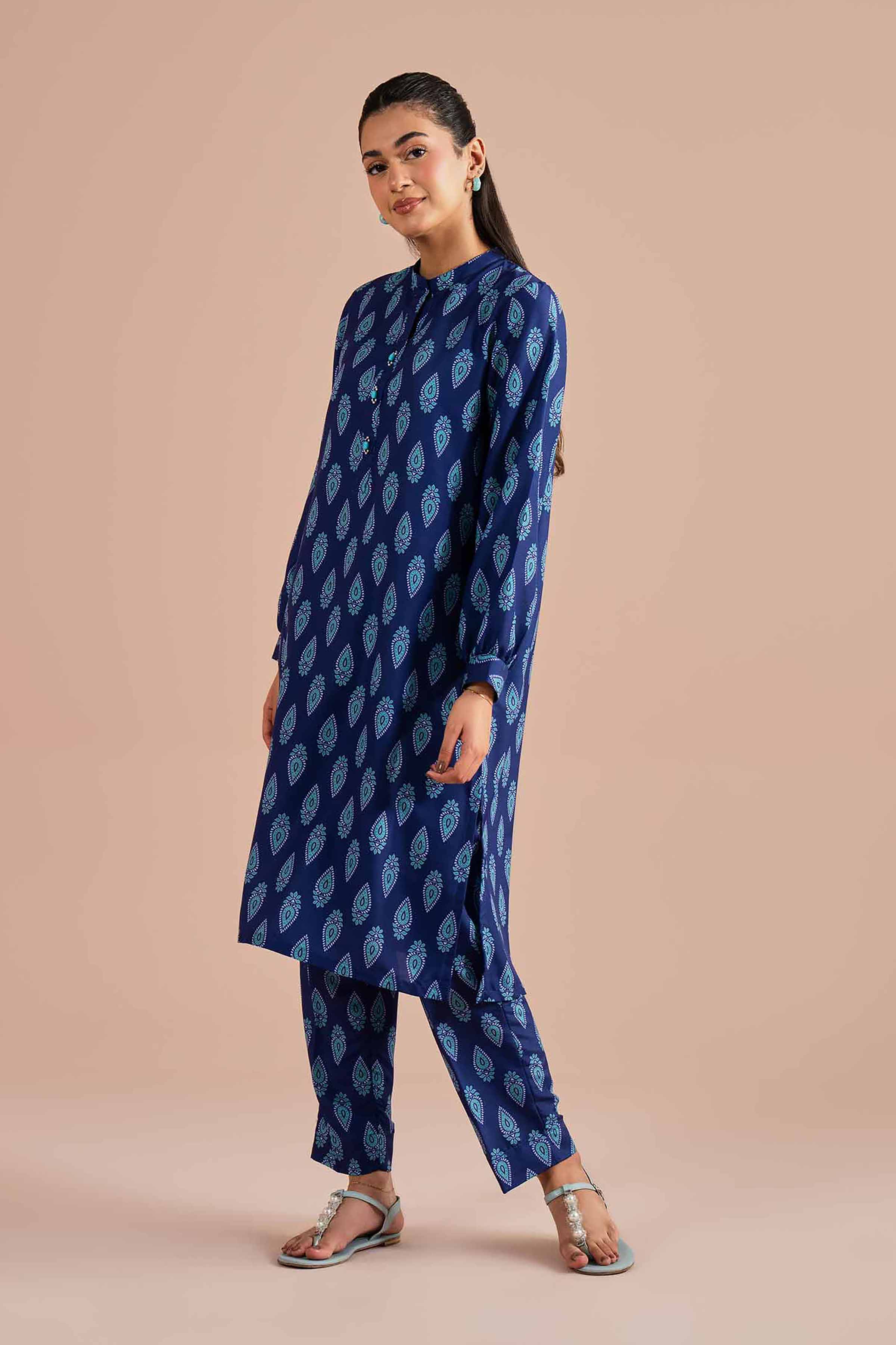 2 Piece - Printed Suit - PE26-17 NishatUAE Blue Lawn 2PC Printed Ready To Wear