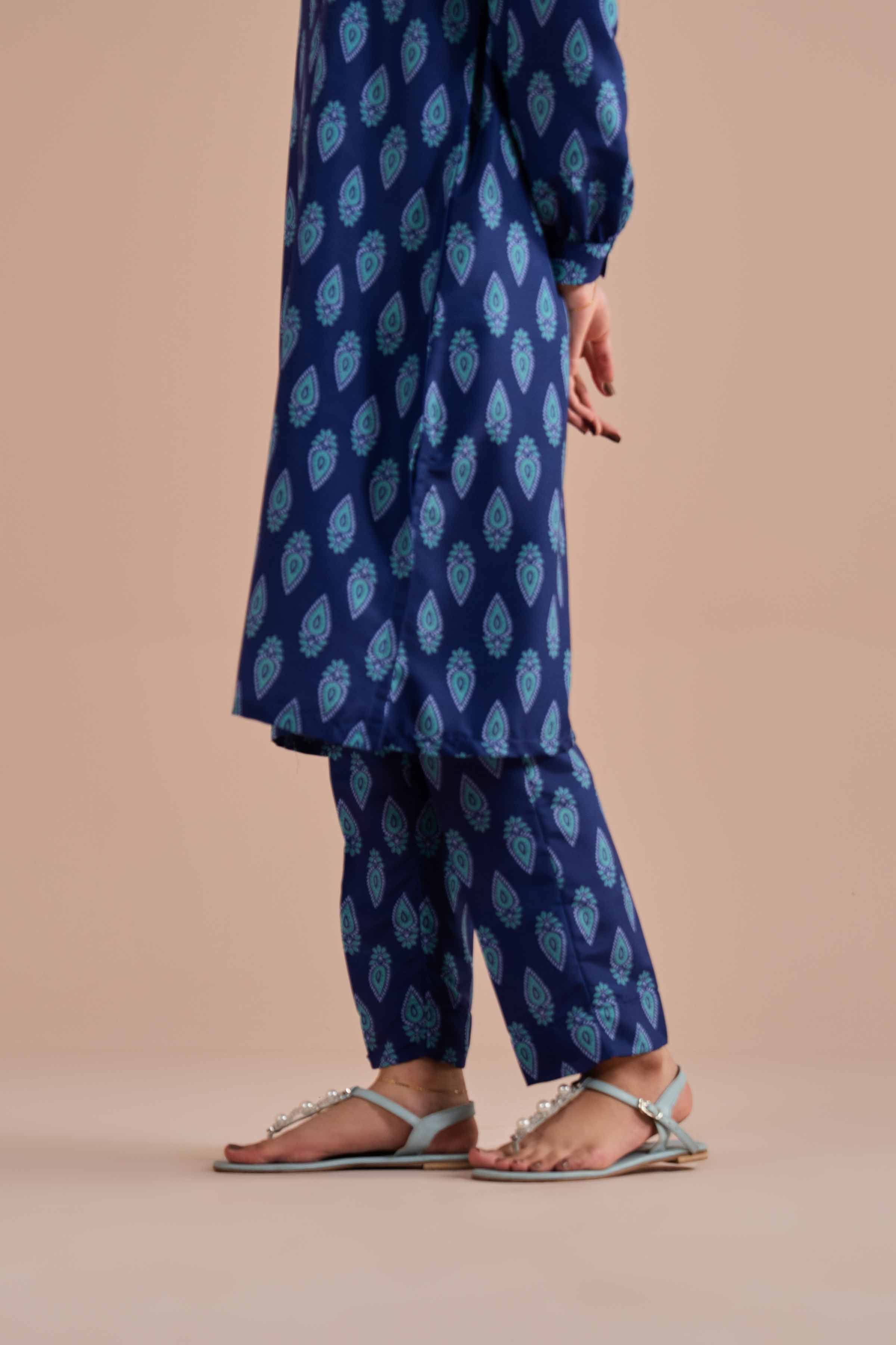 2 Piece - Printed Suit - PE26-17 NishatUAE Blue Lawn 2PC Printed Ready To Wear
