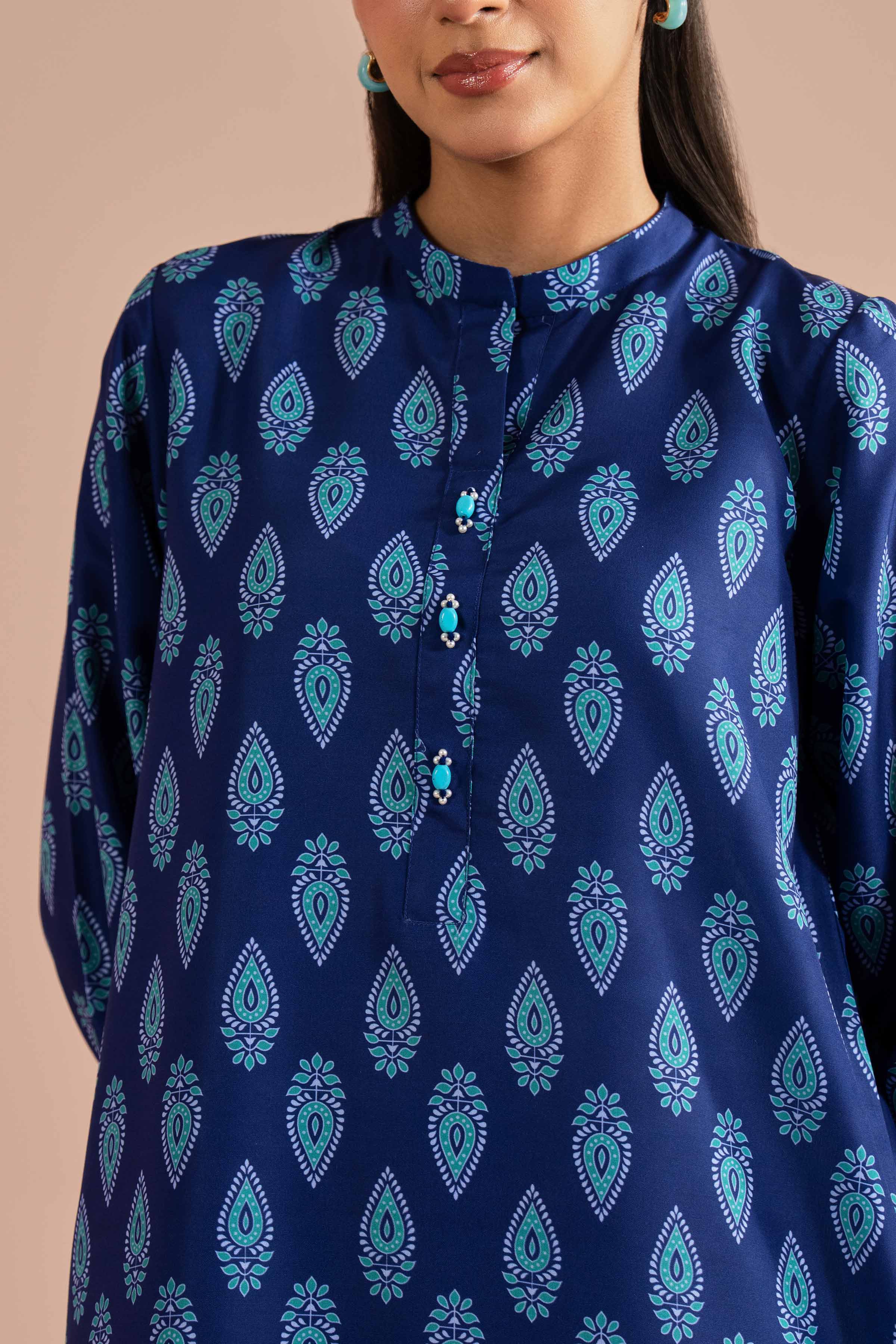 2 Piece - Printed Suit - PE26-17 NishatUAE Blue Lawn 2PC Printed Ready To Wear