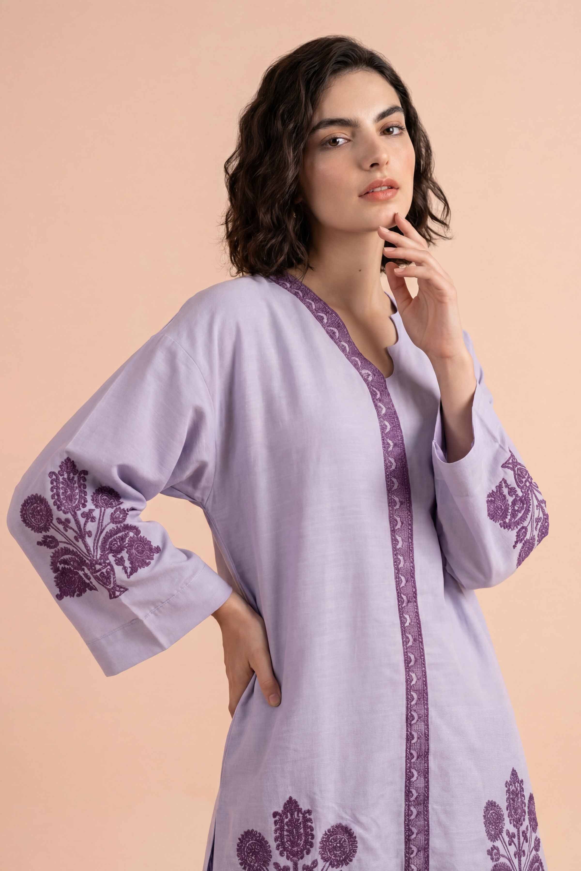 2 Piece - Embroidered Suit - PE26-170 Purple Lawn 2PC Embroidered