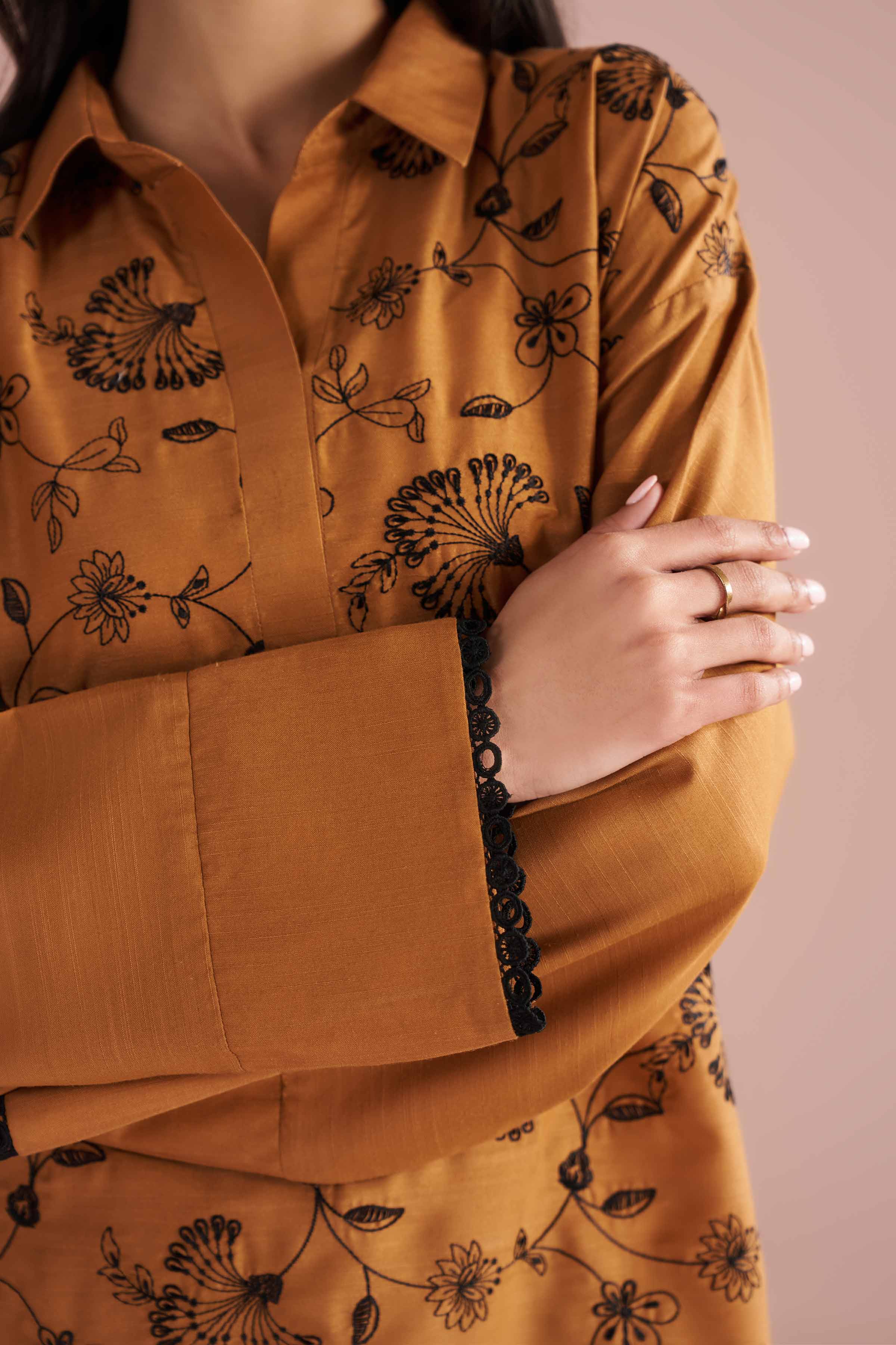 2 Piece - Embroidered Suit - PE26-173 Brown Lawn 2PC Embroidered