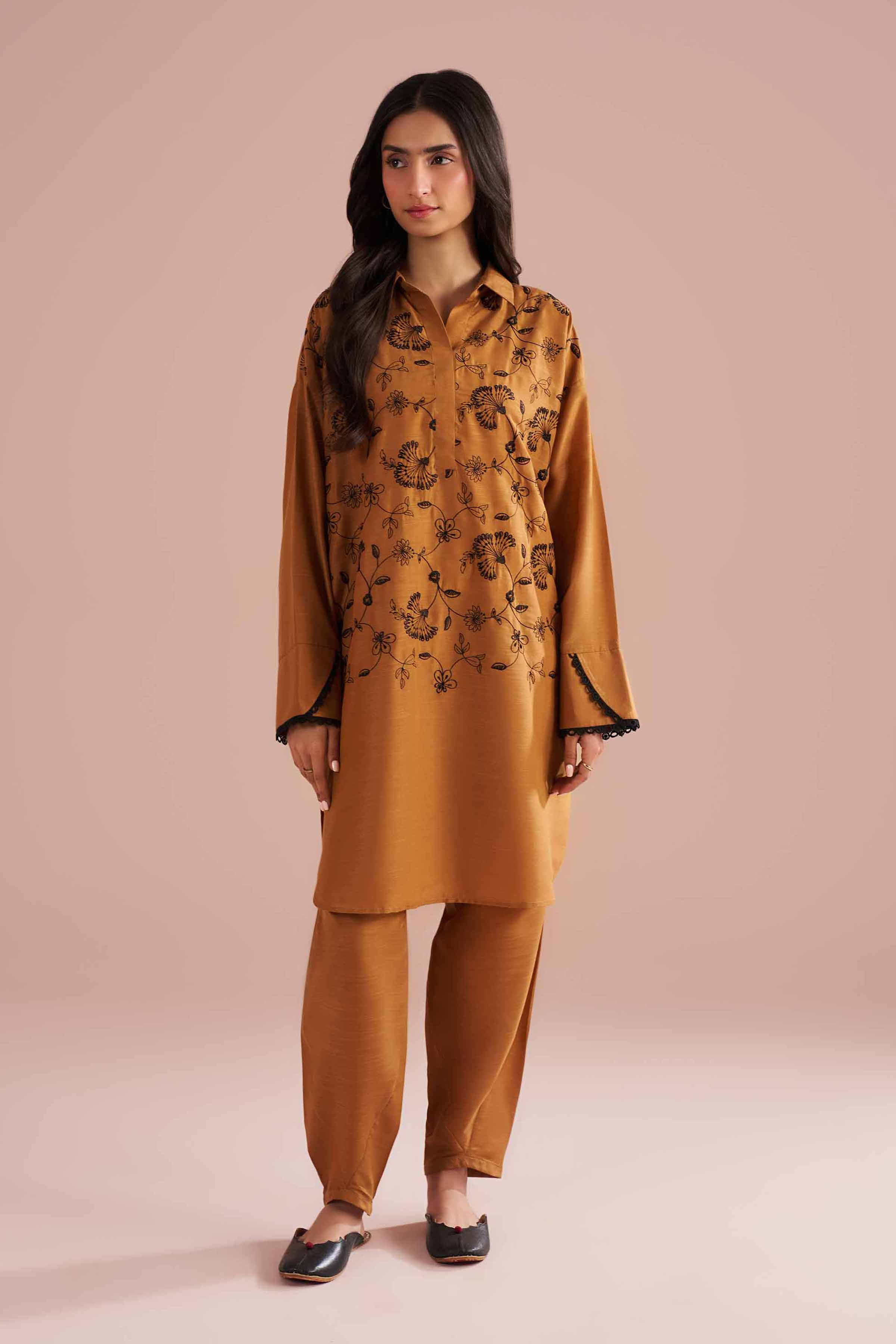 2 Piece - Embroidered Suit - PE26-173 Brown Lawn 2PC Embroidered