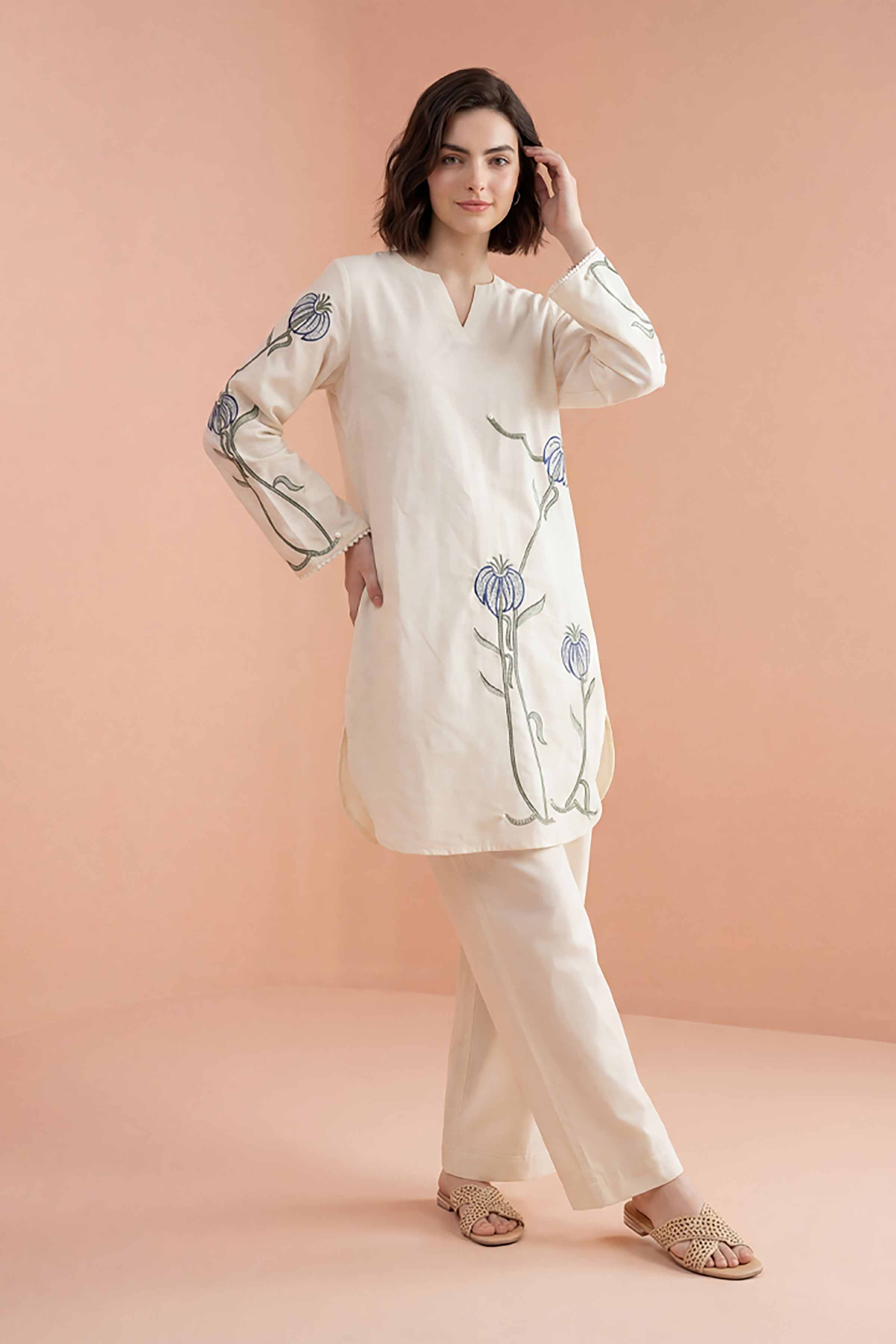 2 Piece - Embroidered Suit - PE26-174