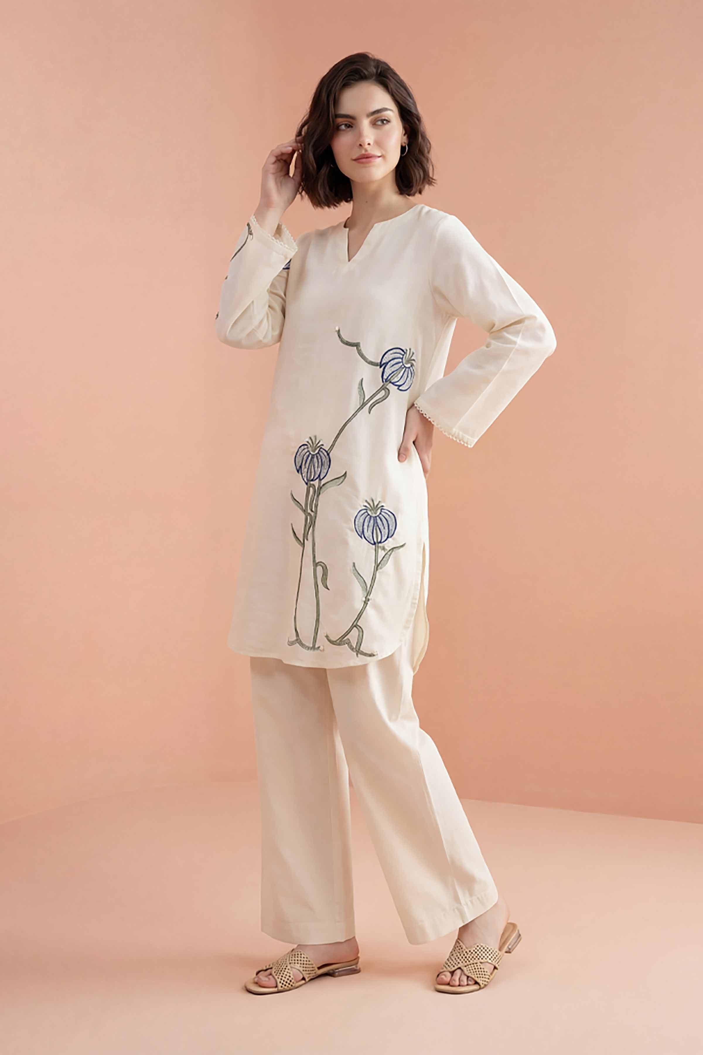 2 Piece - Embroidered Suit - PE26-174