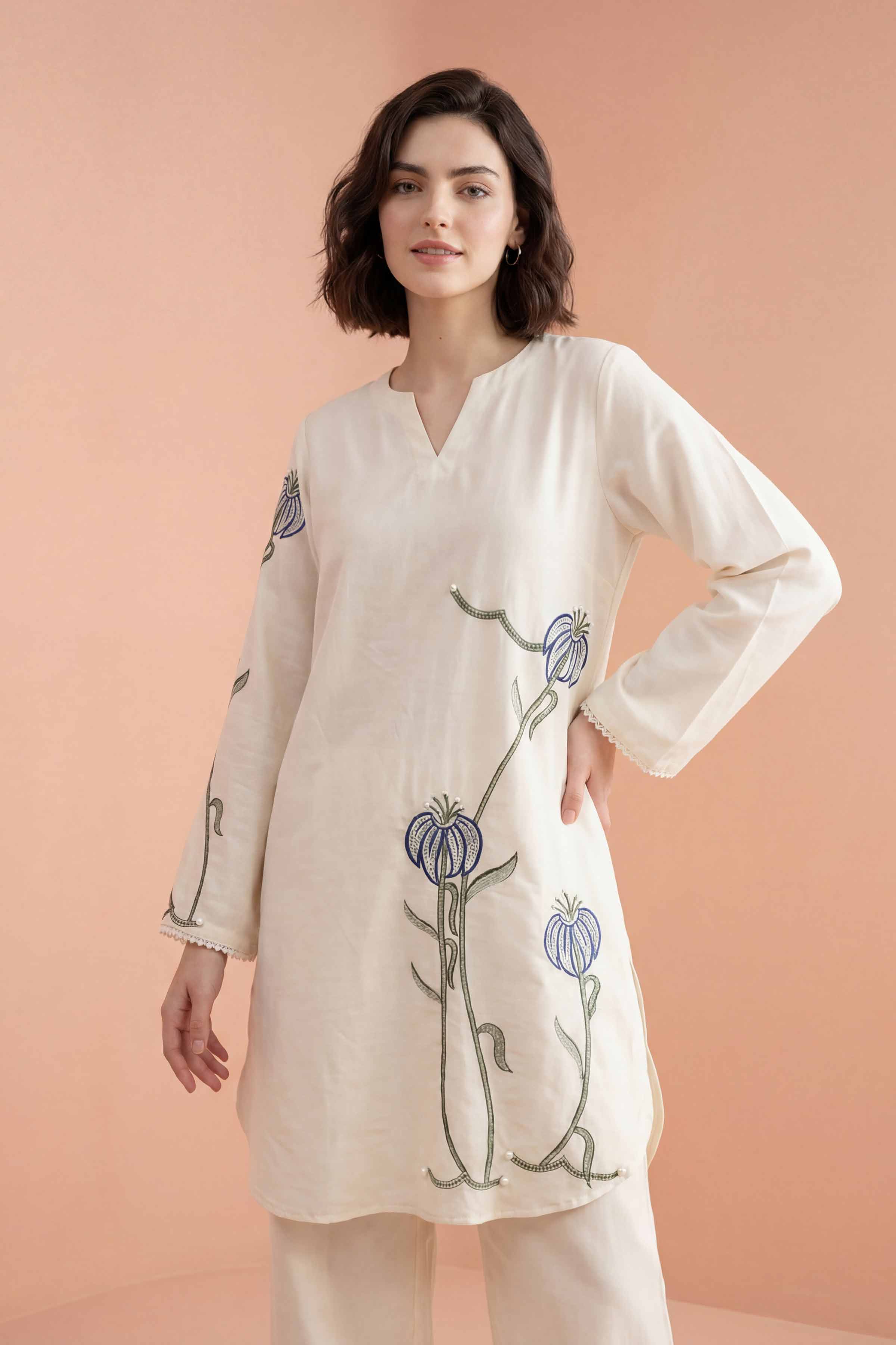 2 Piece - Embroidered Suit - PE26-174