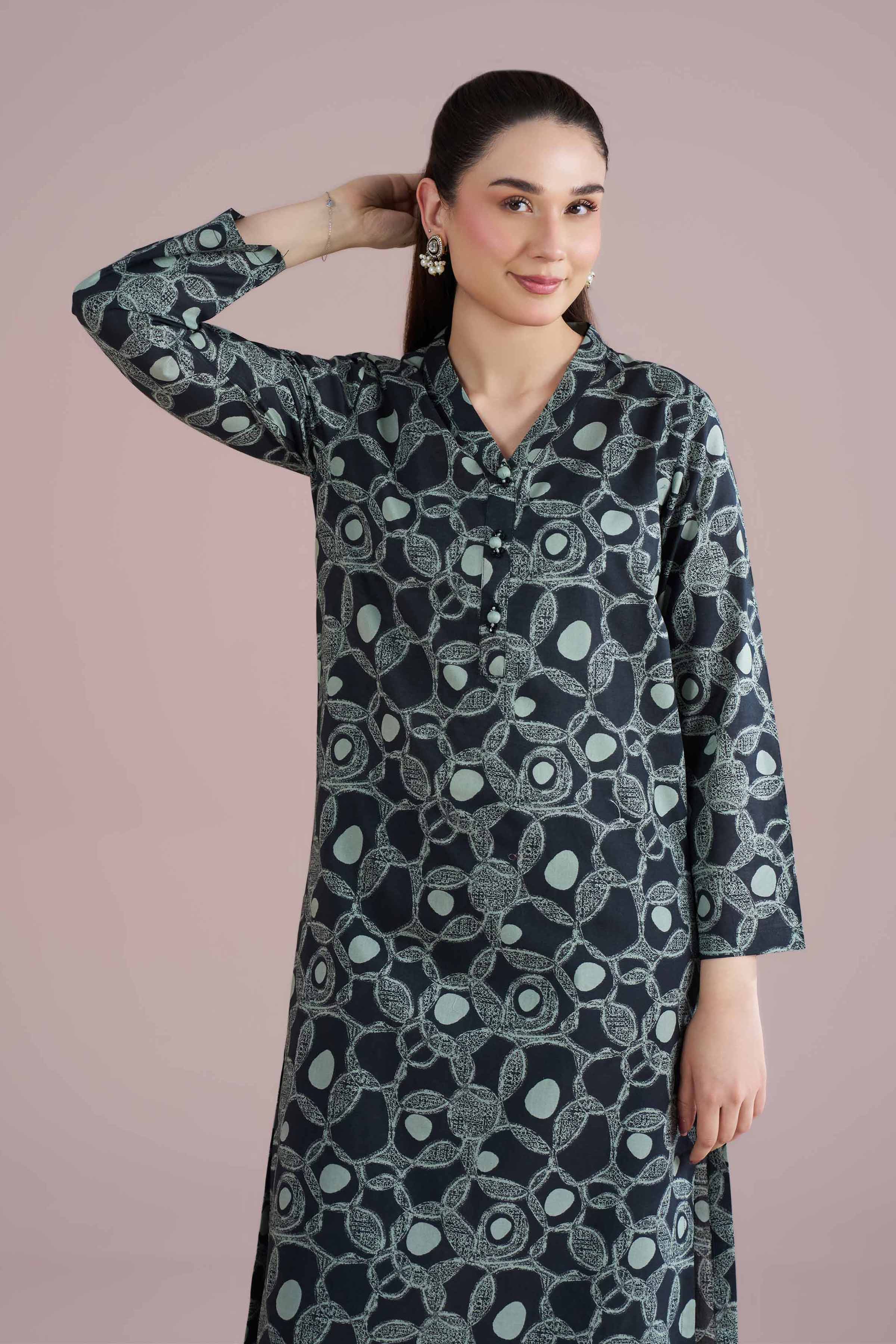 2 Piece - Printed Suit - PE26-175 Black Cambric 2PC Printed READY TO WEAR