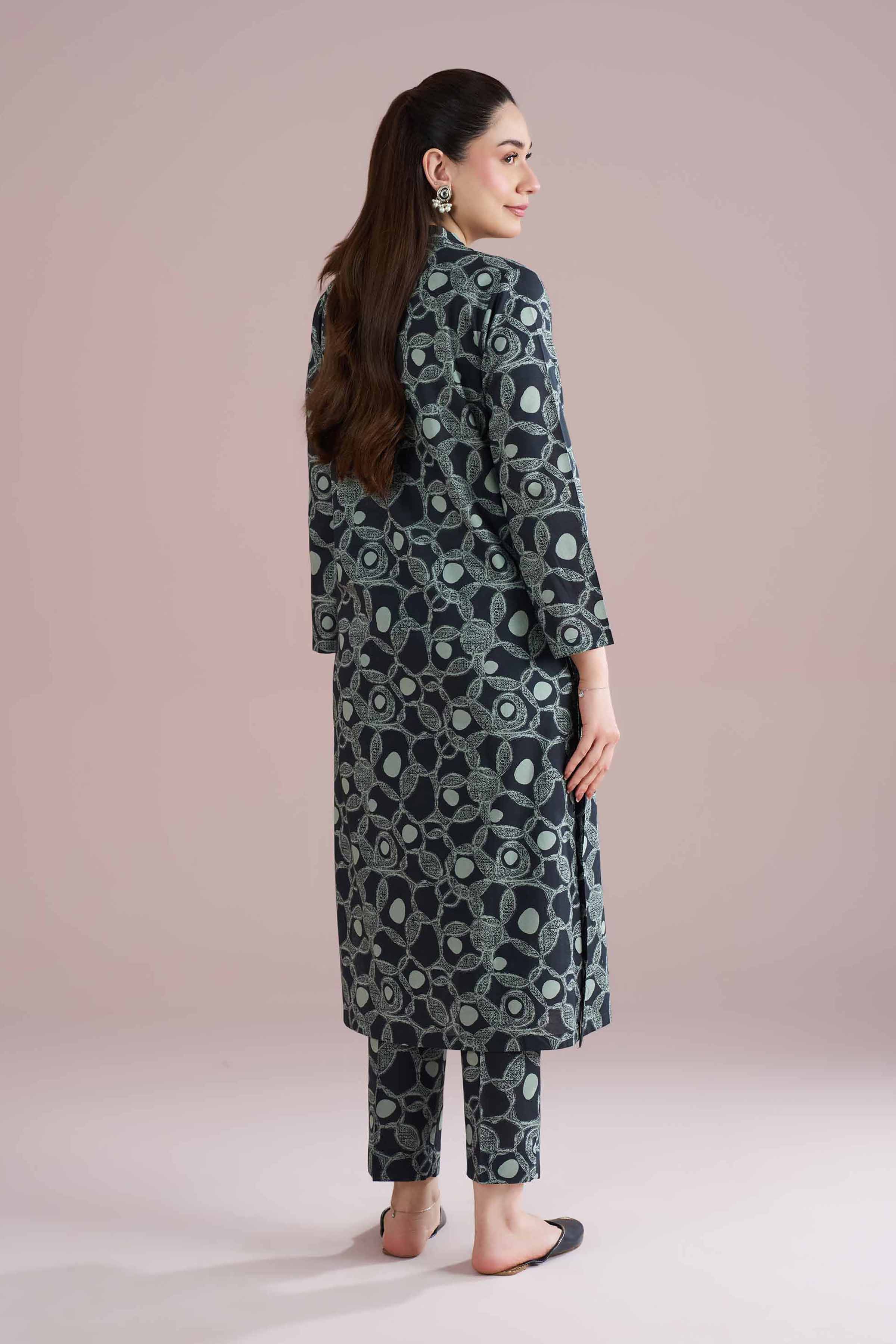 2 Piece - Printed Suit - PE26-175 Black Cambric 2PC Printed READY TO WEAR