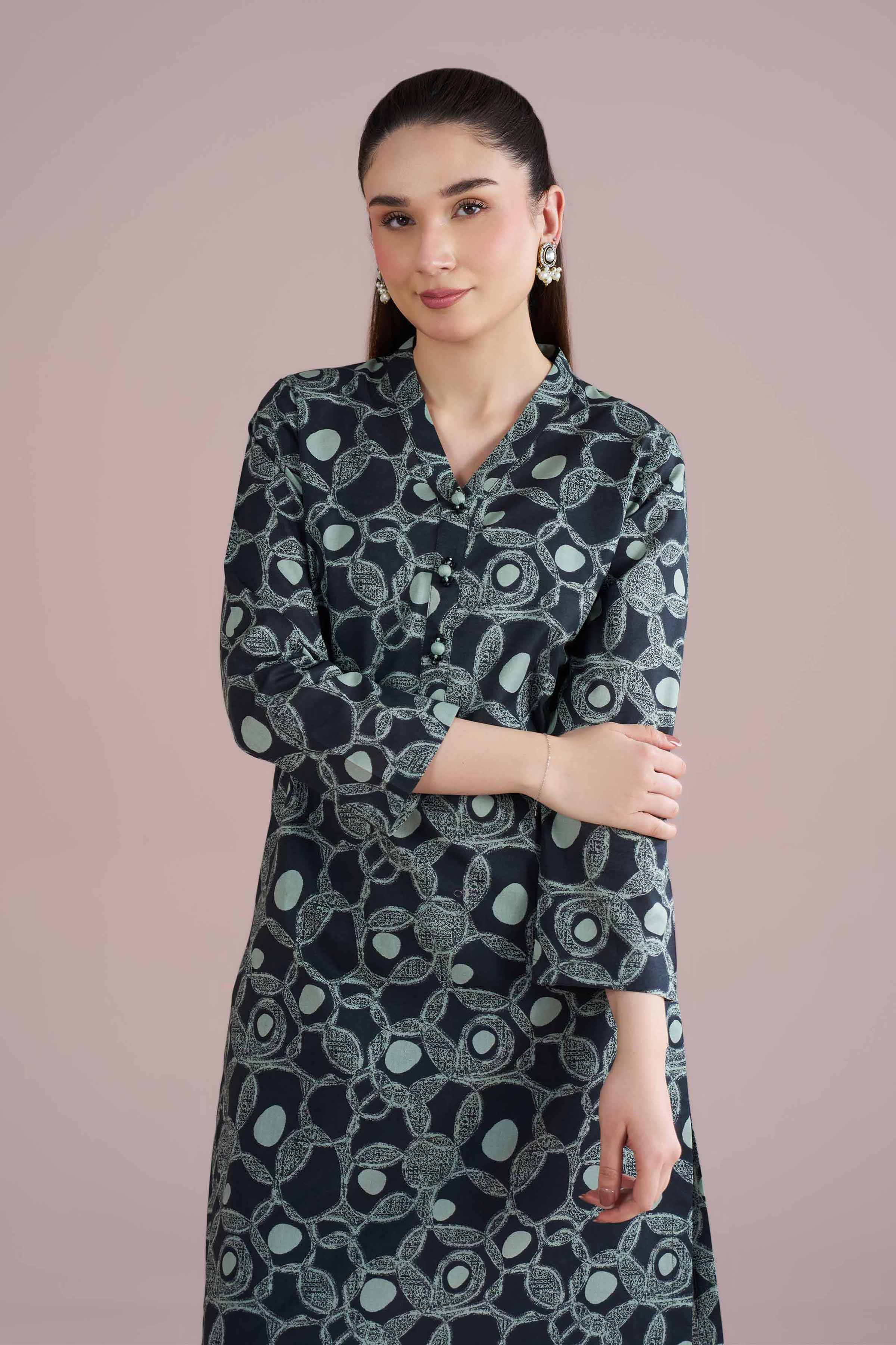 2 Piece - Printed Suit - PE26-175 Black Cambric 2PC Printed READY TO WEAR