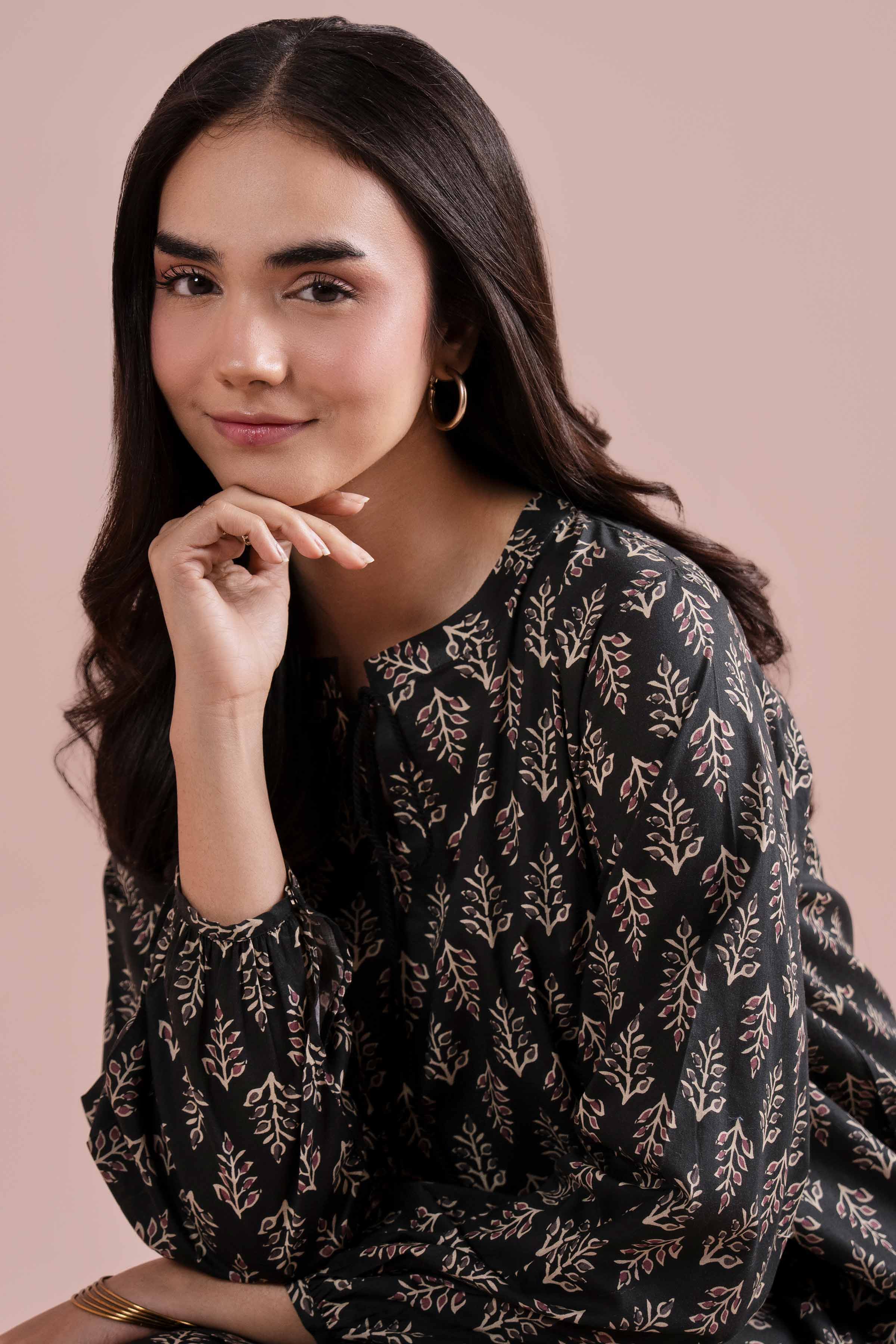 2 Piece - Printed Suit - PE26-176 Black Cambric 2PC Printed READY TO WEAR