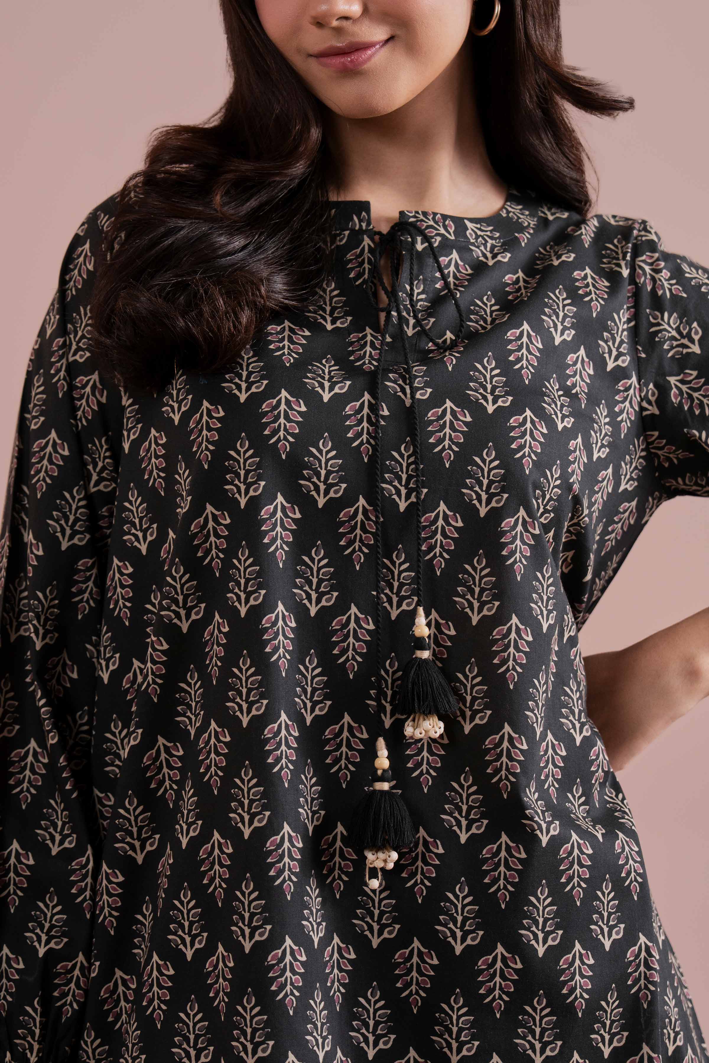 2 Piece - Printed Suit - PE26-176 Black Cambric 2PC Printed READY TO WEAR