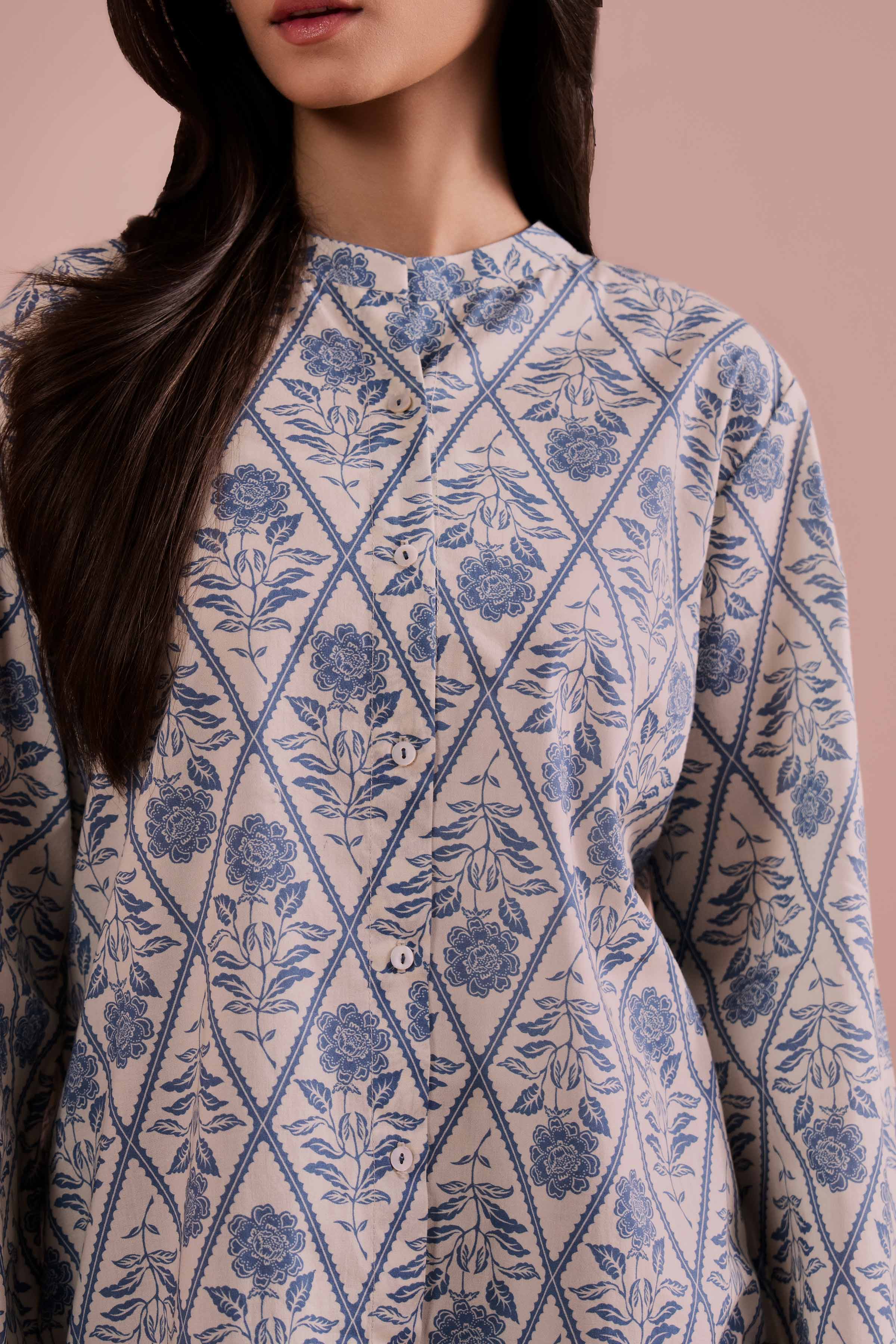 2 Piece - Printed Suit - PE26-178 White Cambric 2PC Printed READY TO WEAR