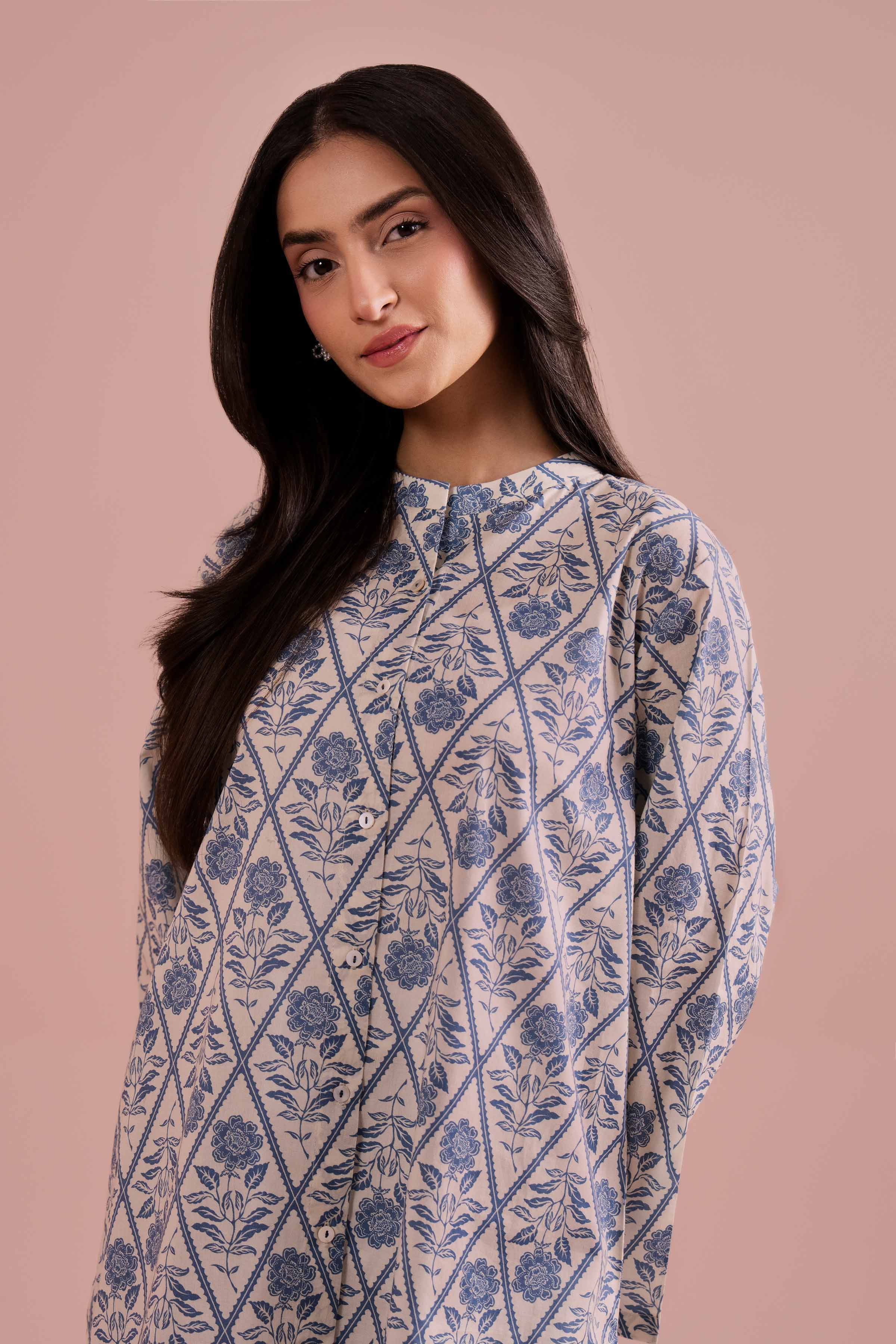 2 Piece - Printed Suit - PE26-178 White Cambric 2PC Printed READY TO WEAR