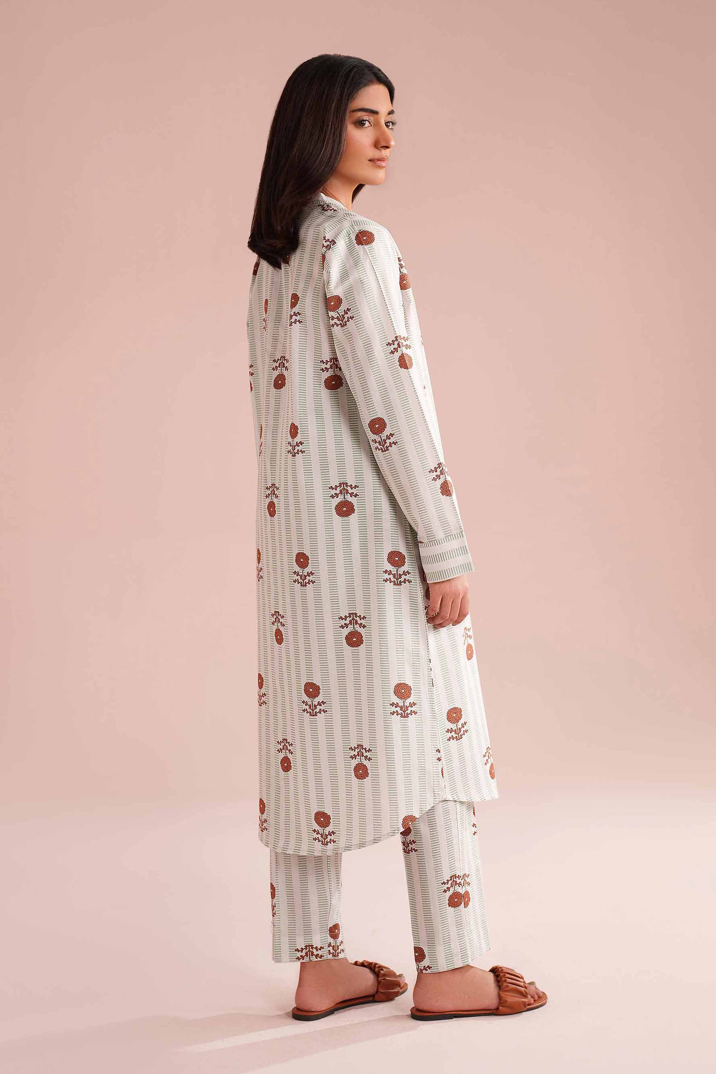 2 Piece - Printed Suit - PE26-179 Green Cambric 2PC Printed READY TO WEAR