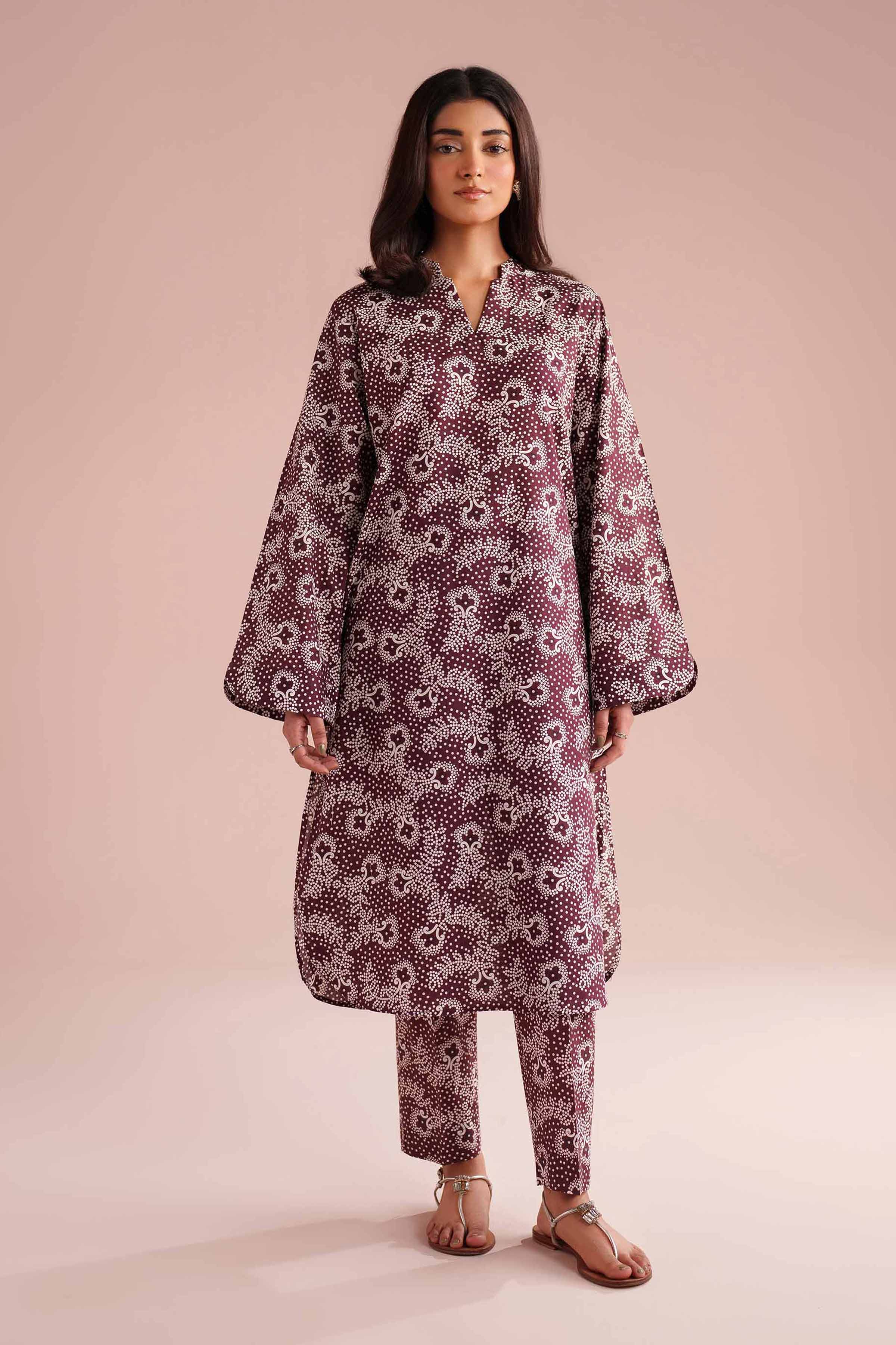 2 Piece - Printed Suit - PE26-180 Red Cambric 2PC Printed READY TO WEAR