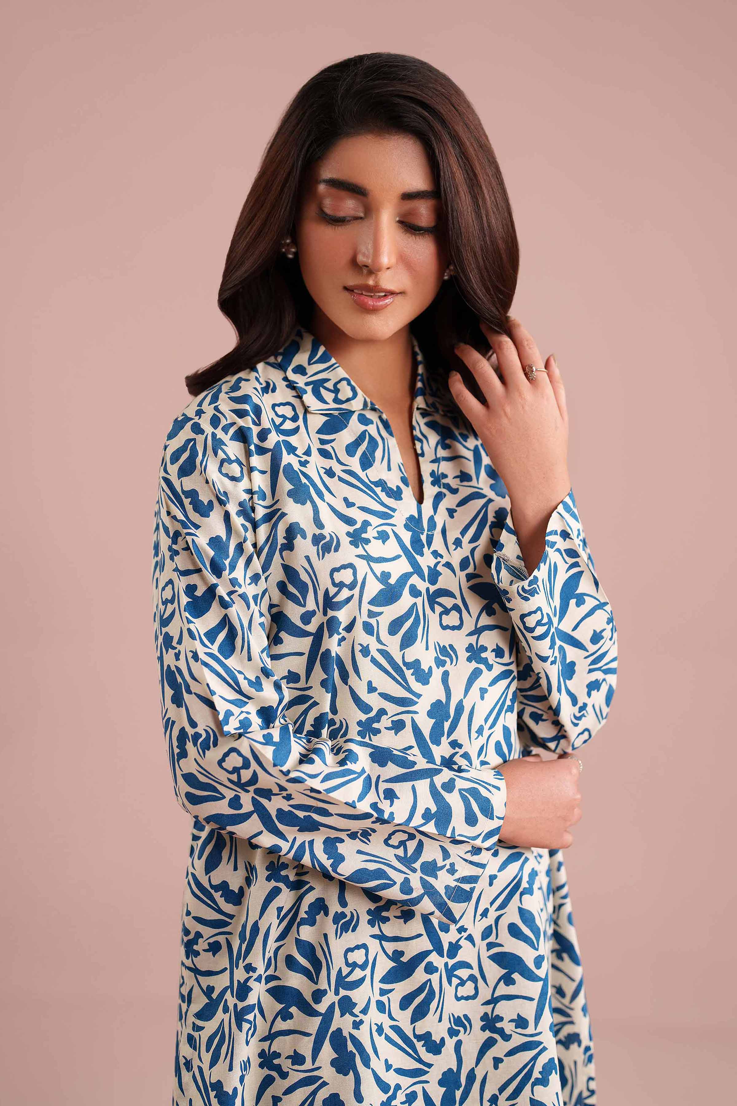 2 Piece - Printed Suit - PE26-184 White Cambric 2PC Printed READY TO WEAR