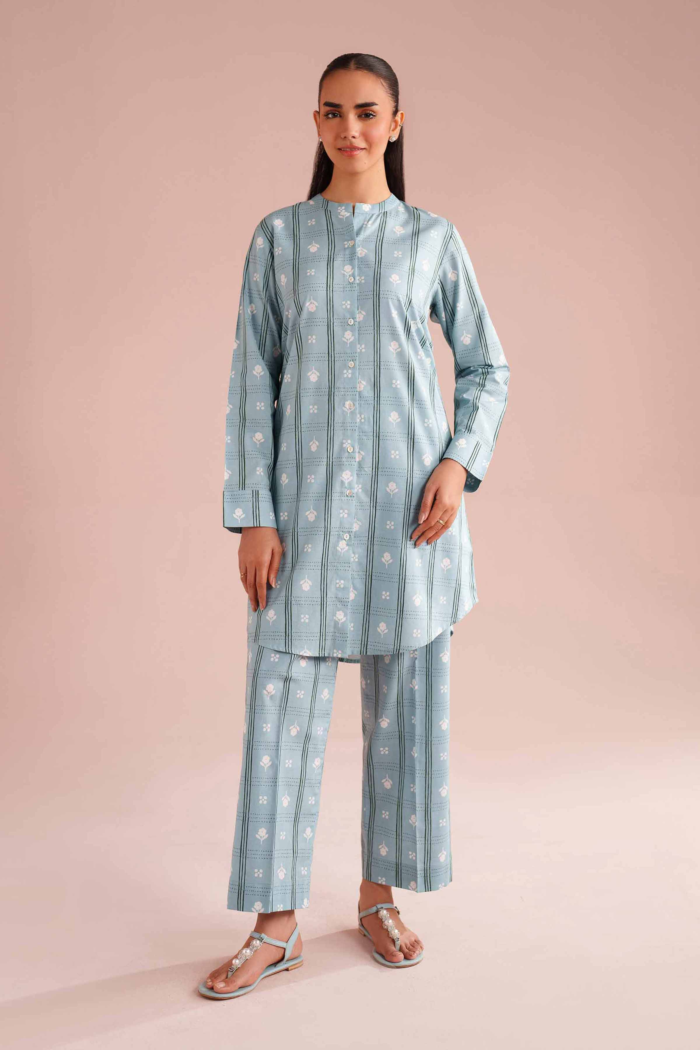 2 Piece - Printed Suit - PE26-186 White Cambric 2PC Printed READY TO WEAR