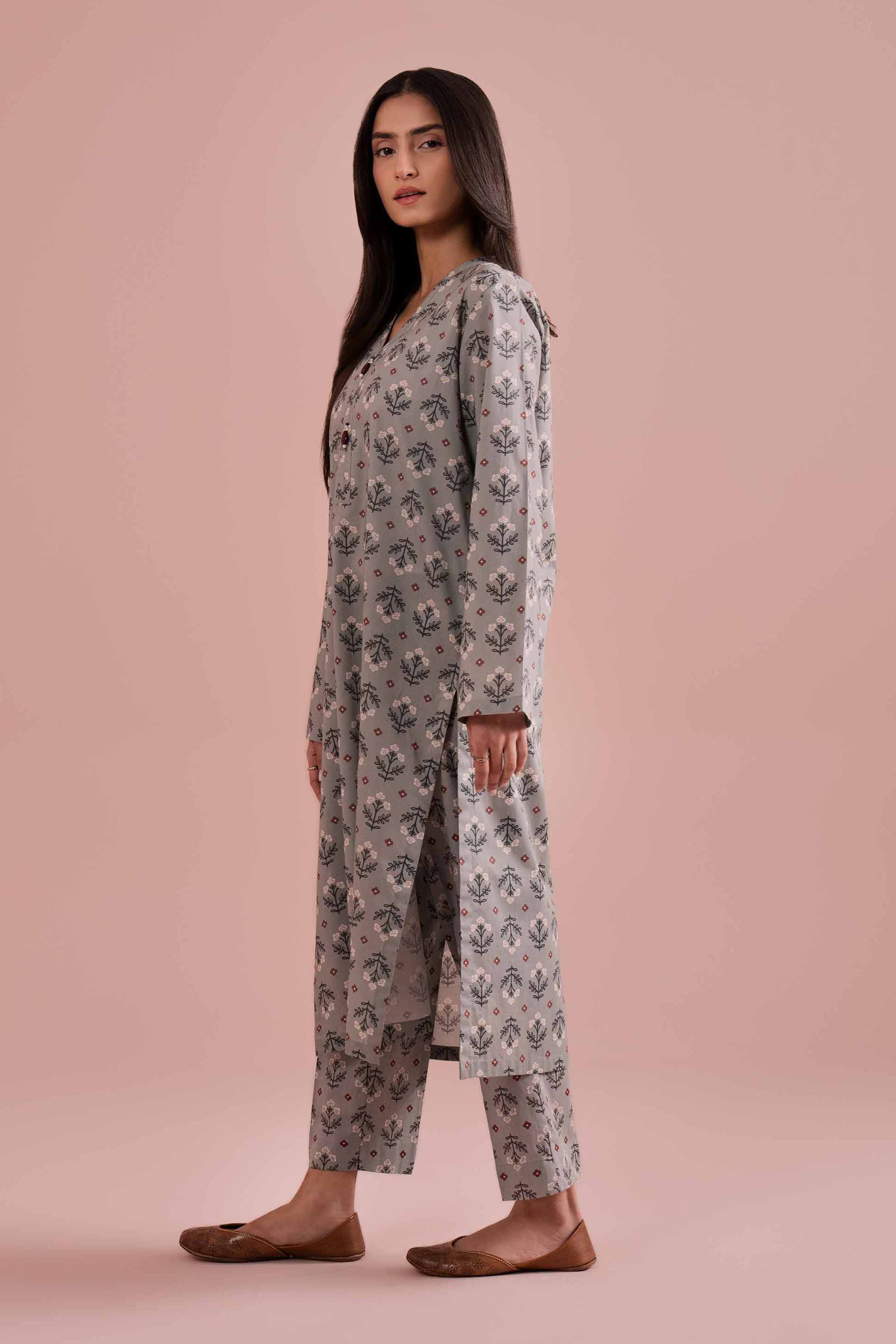 2 Piece - Printed Suit - PE26-187 Green Cambric 2PC Printed READY TO WEAR