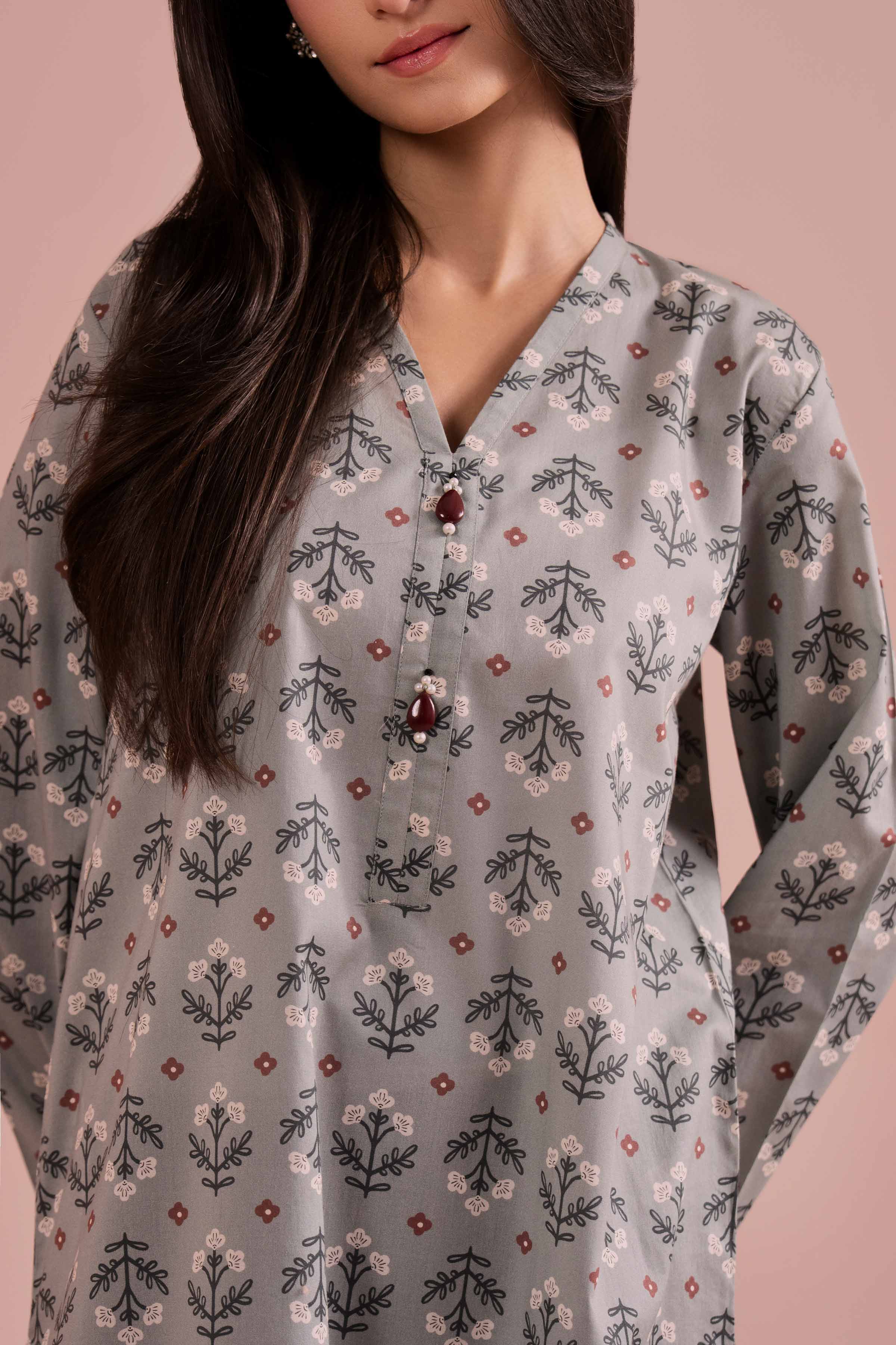 2 Piece - Printed Suit - PE26-187 Green Cambric 2PC Printed READY TO WEAR