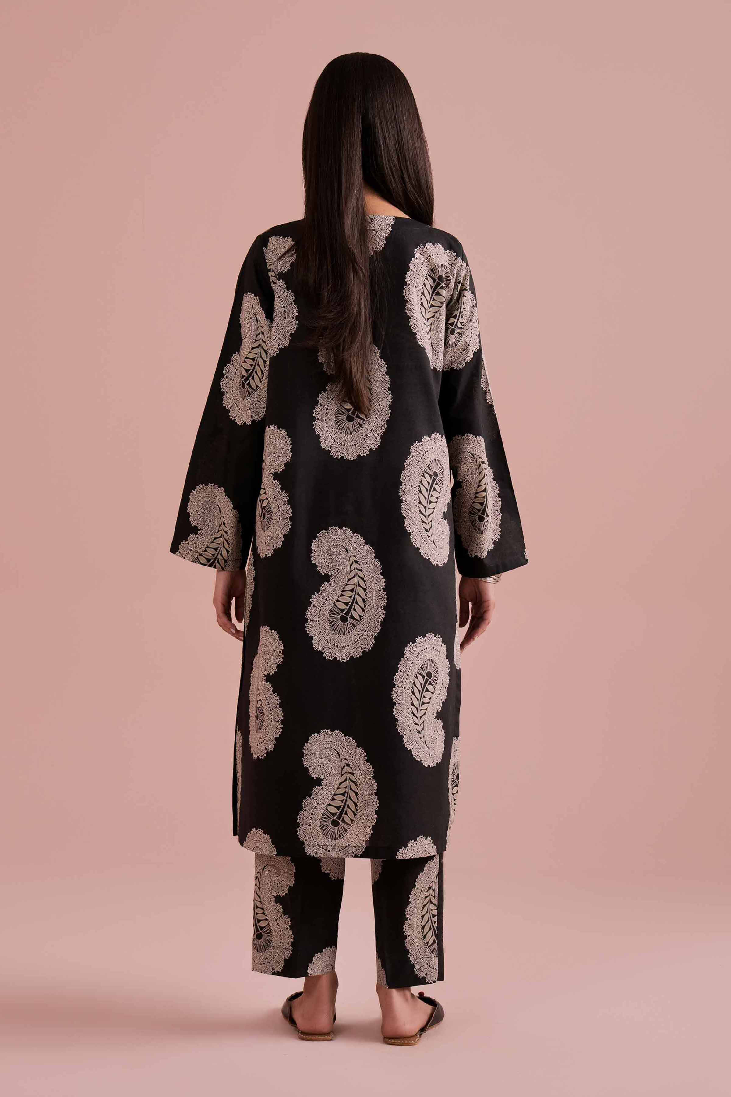 2 Piece - Printed Suit - PE26-189 Black Cambric 2PC Printed READY TO WEAR