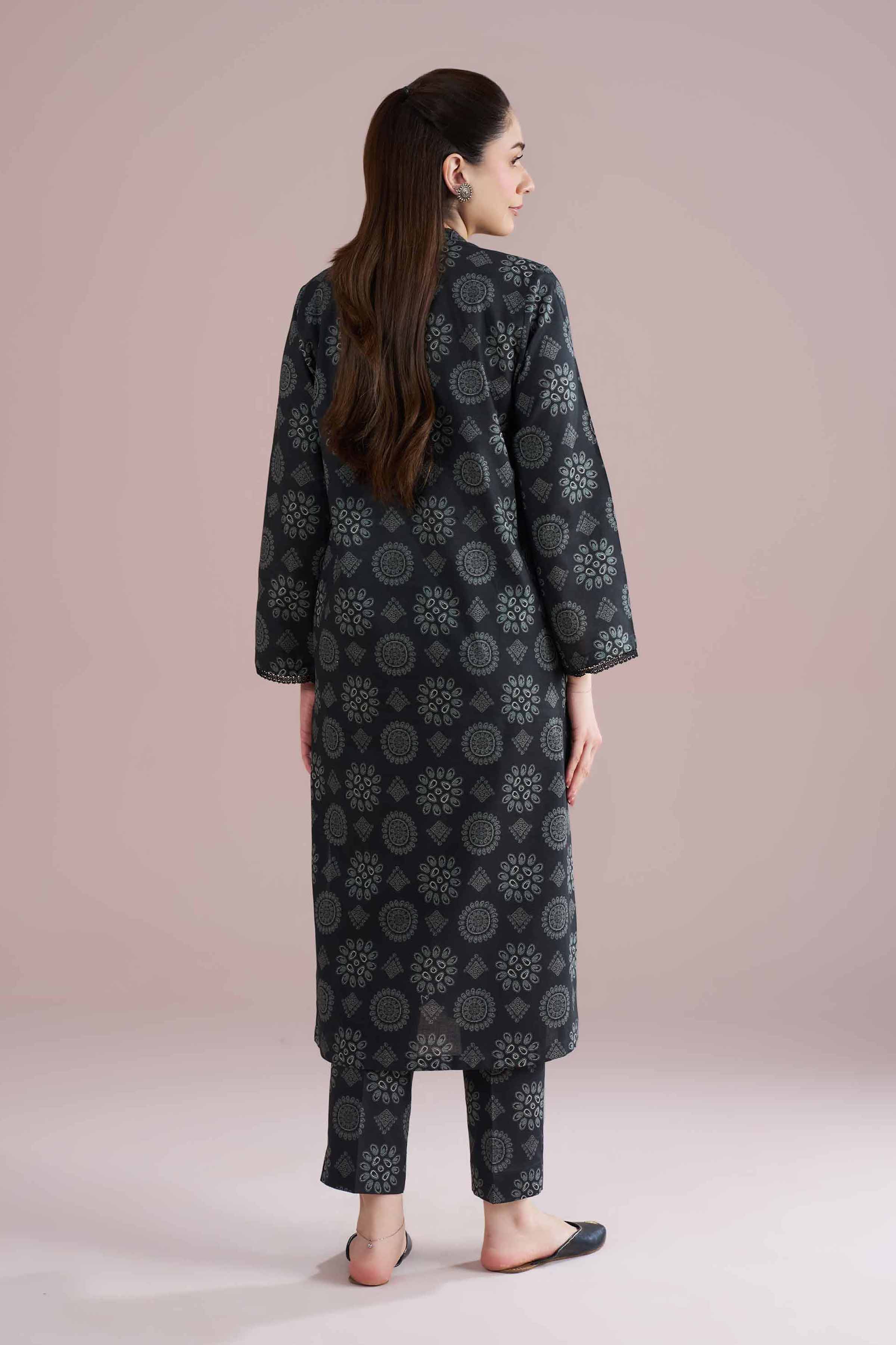 2 Piece - Printed Suit - PE26-190 Black Cambric 2PC Printed READY TO WEAR