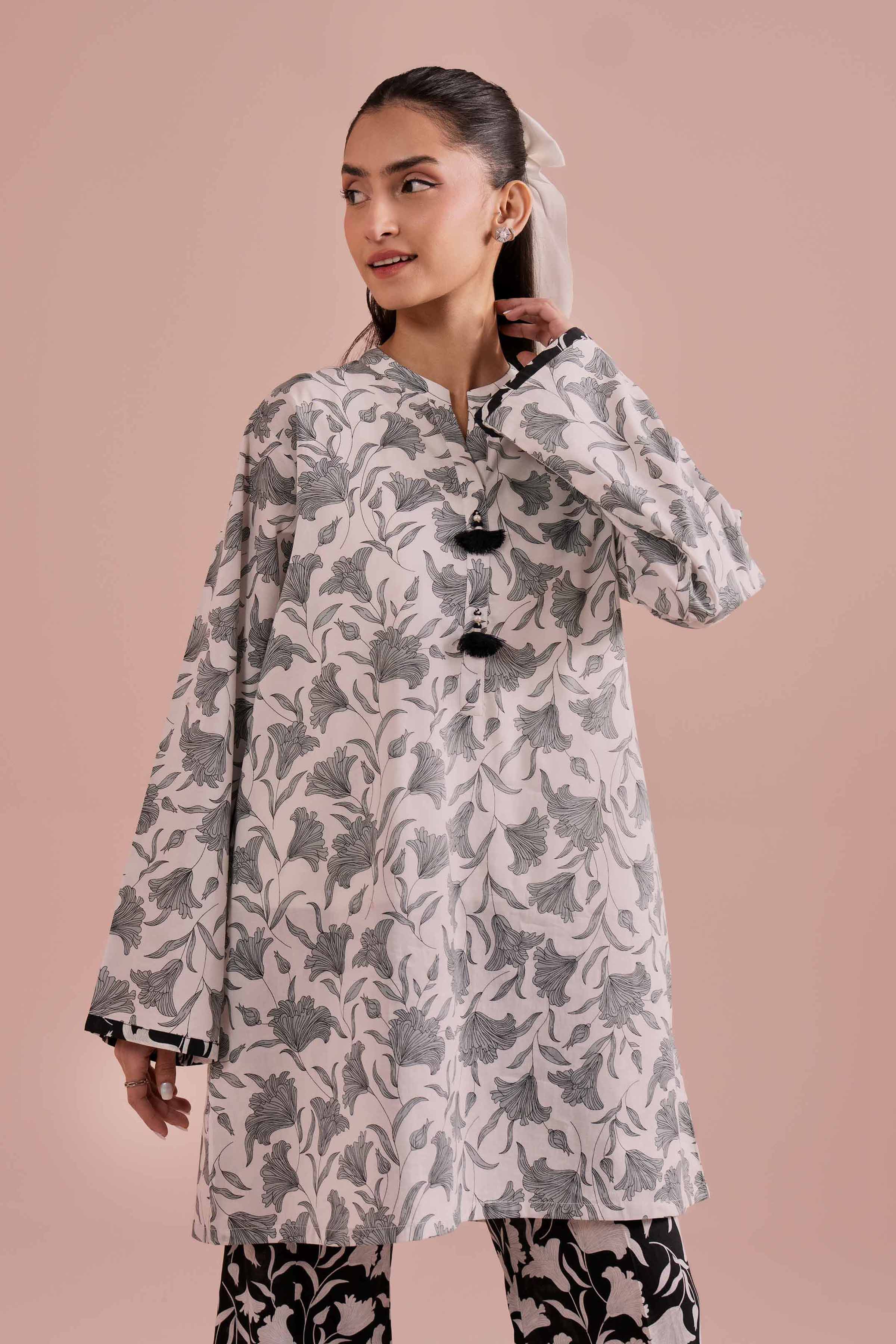 2 Piece - Printed Suit - PE26-191 White Cambric 2PC Printed READY TO WEAR