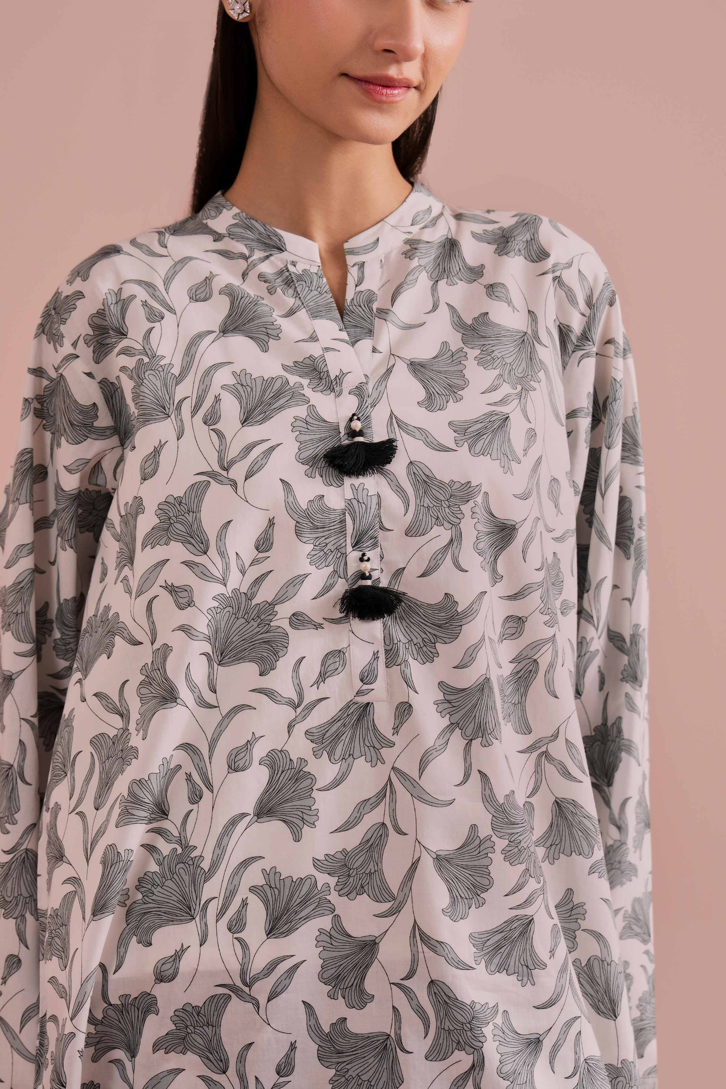 2 Piece - Printed Suit - PE26-191 White Cambric 2PC Printed READY TO WEAR