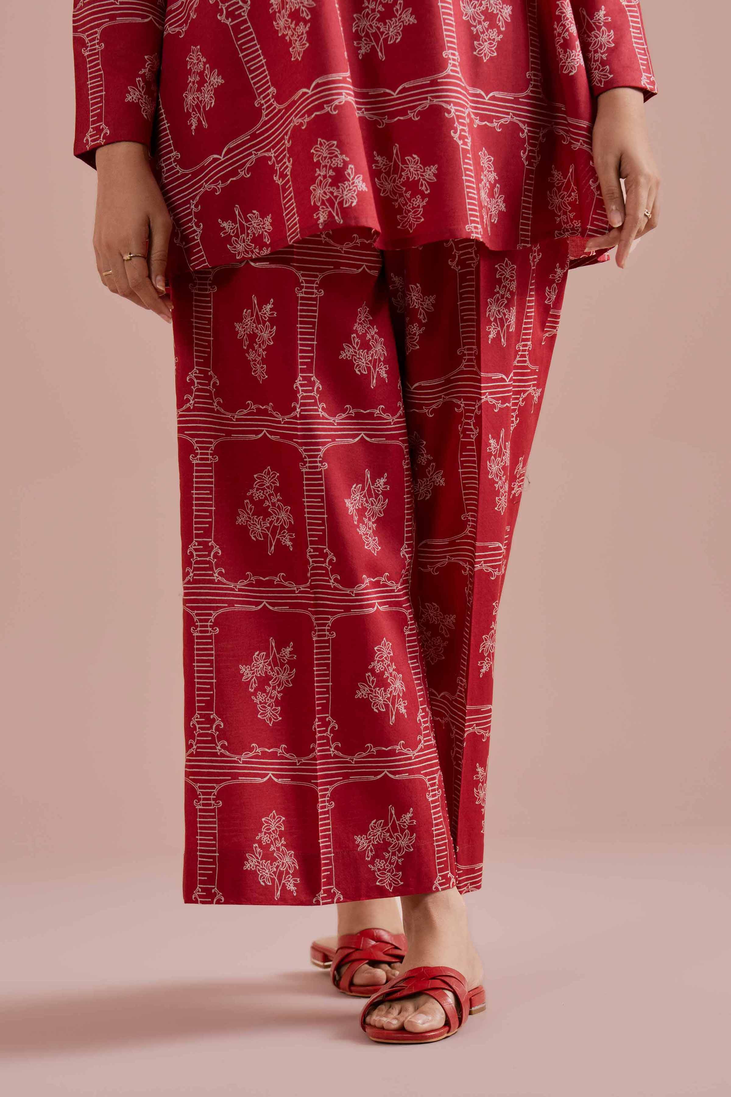2 Piece - Printed Suit - PE26-193 Red Cambric 2PC Printed READY TO WEAR