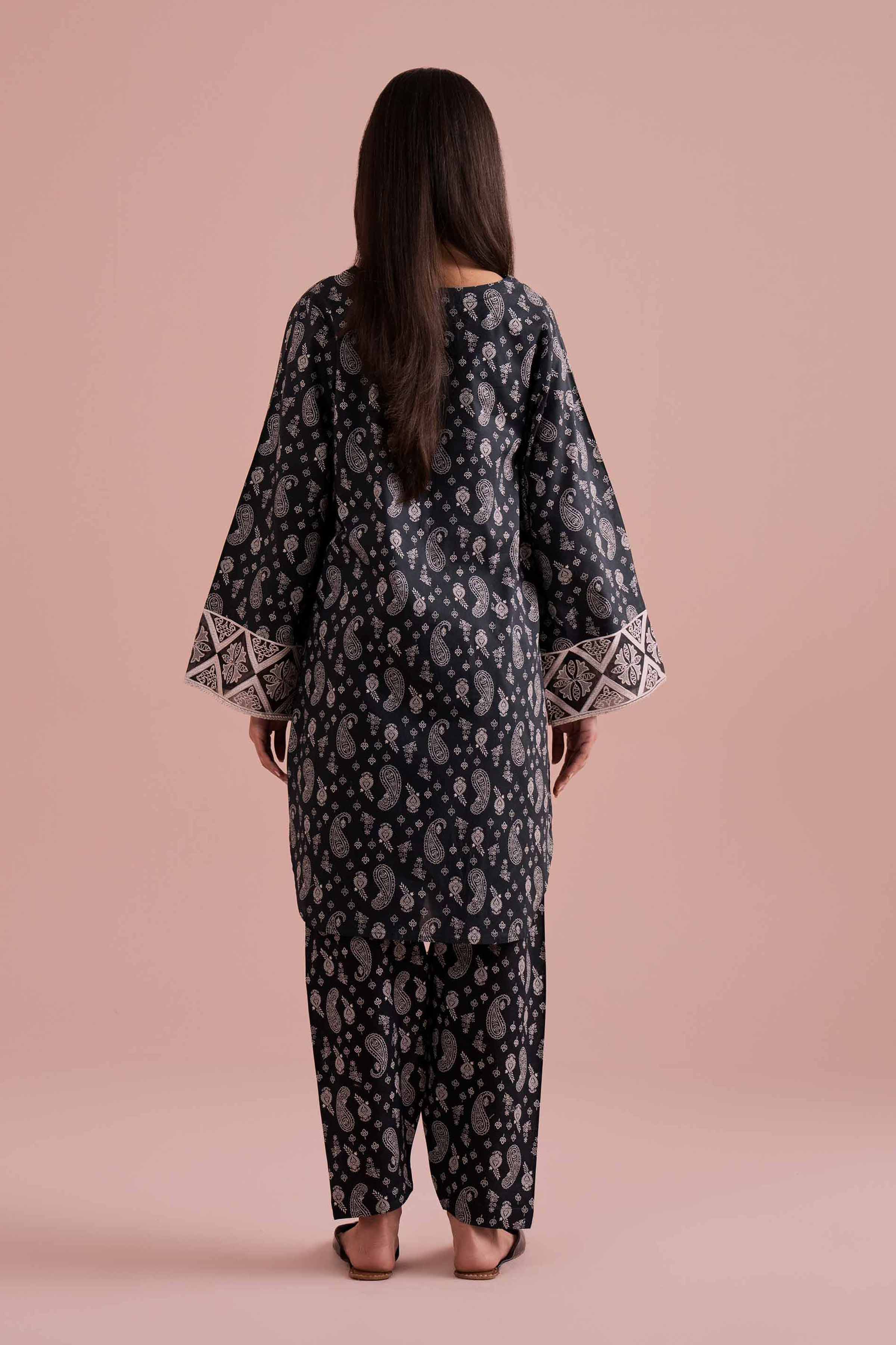 2 Piece - Printed Embroidered Suit - PE26-200 Black Cambric 2PC Embroidered READY TO WEAR