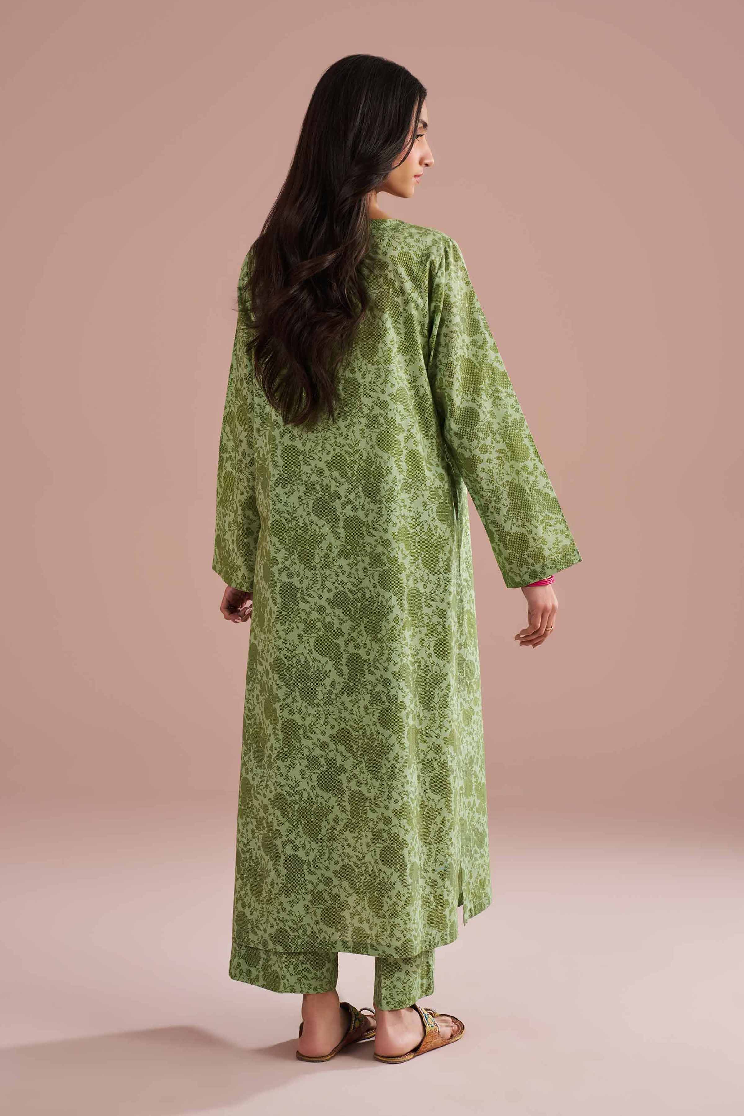 2 Piece - Printed Embroidered Suit - PE26-205 Green Cambric 2PC Embroidered READY TO WEAR