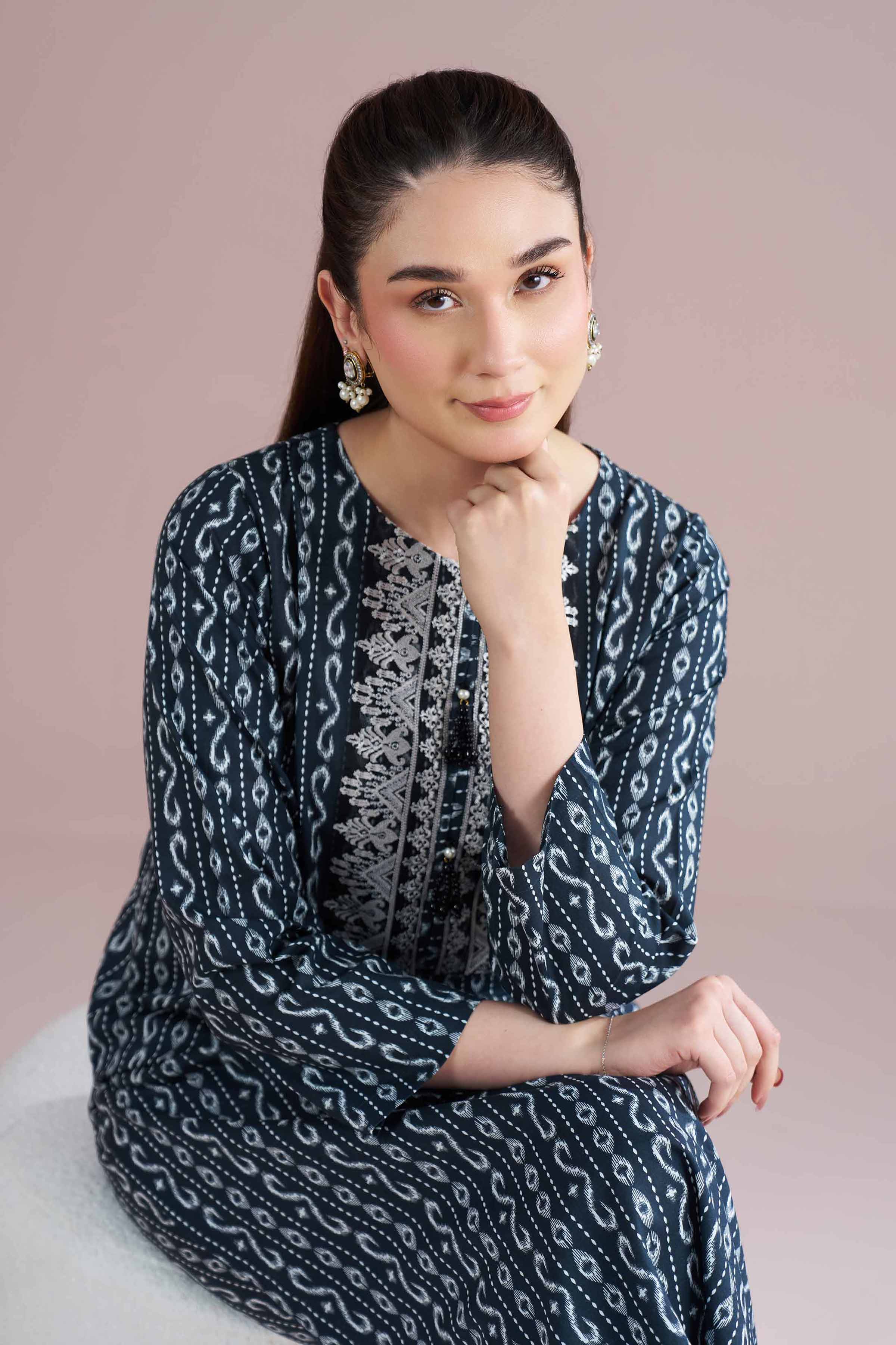 2 Piece - Printed Embroidered Suit - PE26-207 Black Cambric 2PC Embroidered READY TO WEAR