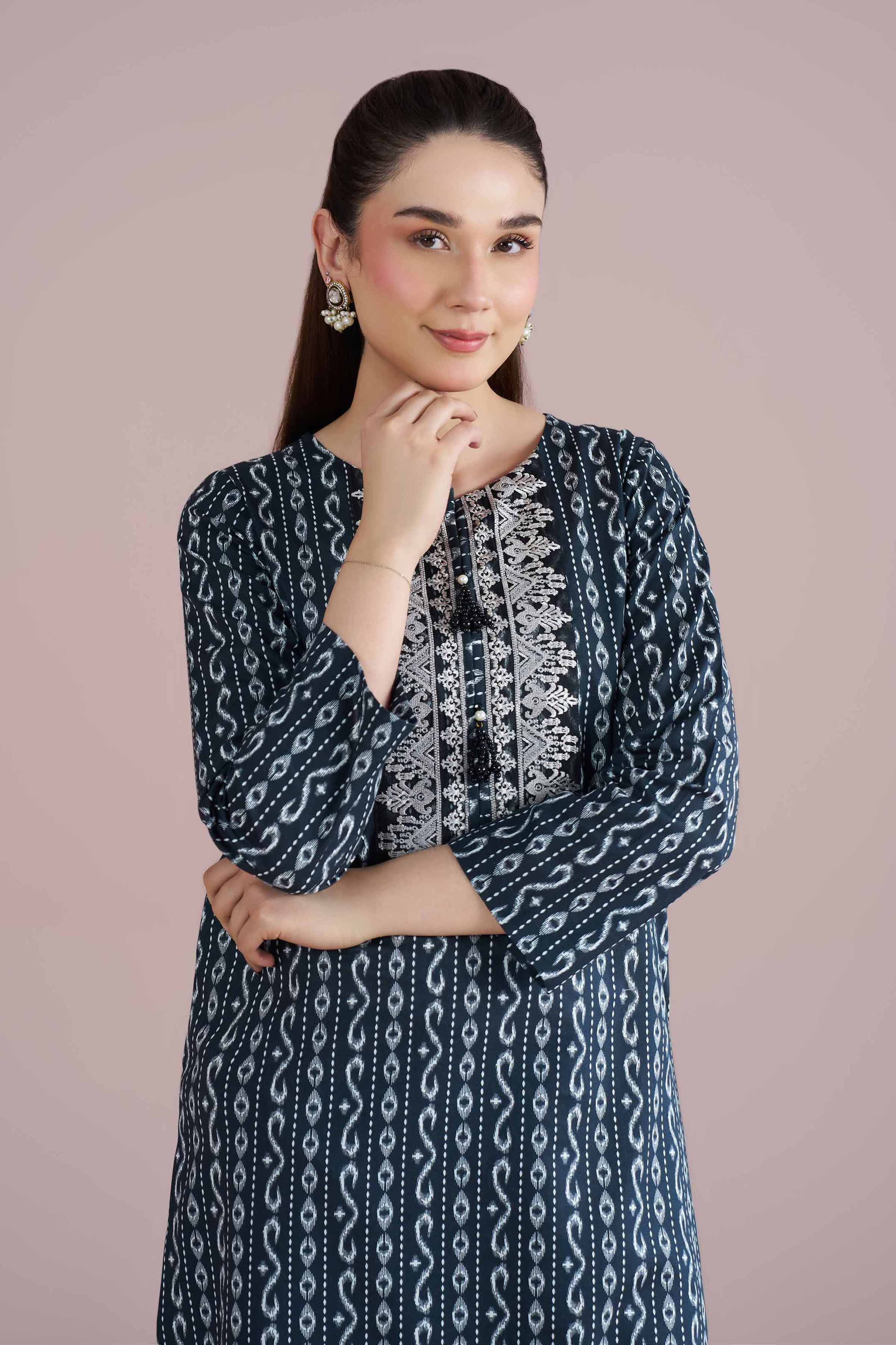 2 Piece - Printed Embroidered Suit - PE26-207 Black Cambric 2PC Embroidered READY TO WEAR